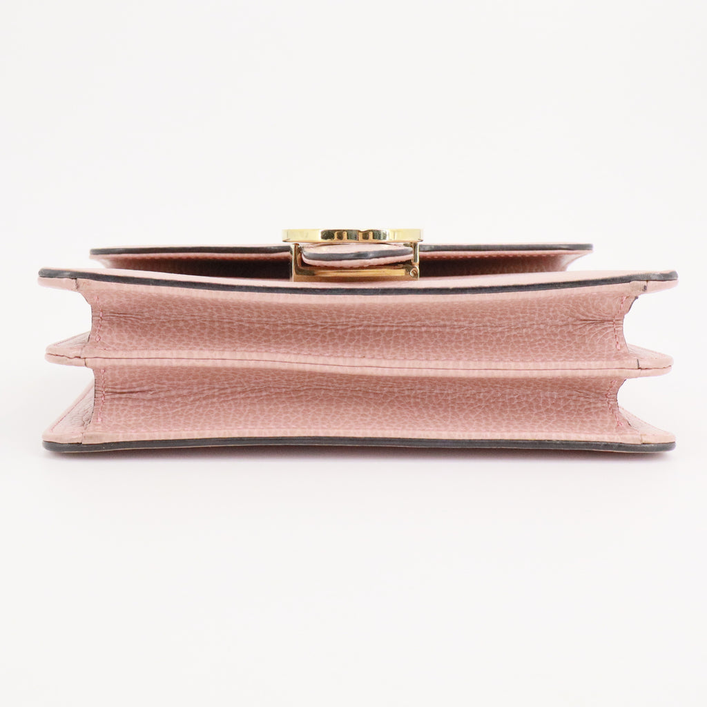 Dollar Calfskin Small Interlocking G Shoulder Bag Soft Pink twins