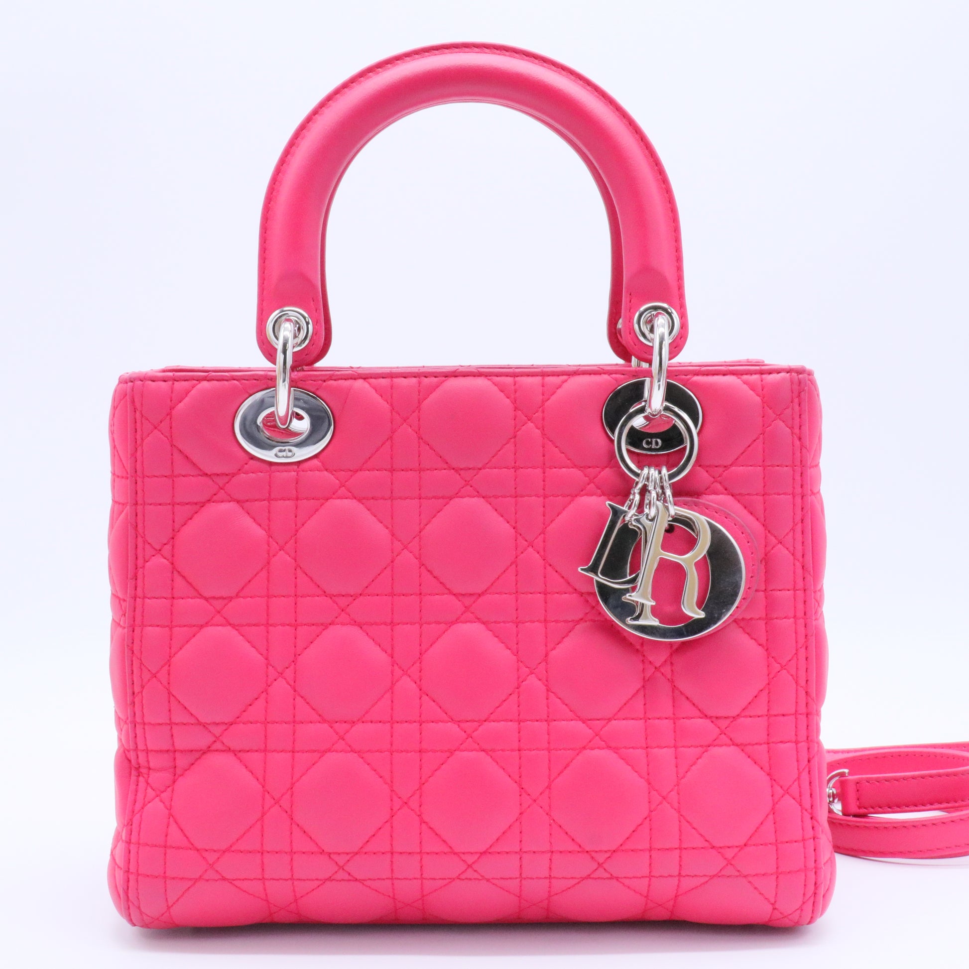 Medium Cannage Lady Dior bag Silver Hardware