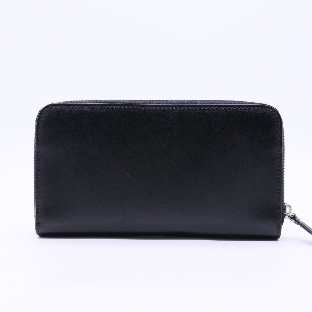Round zip wallet studded leather black multicolor