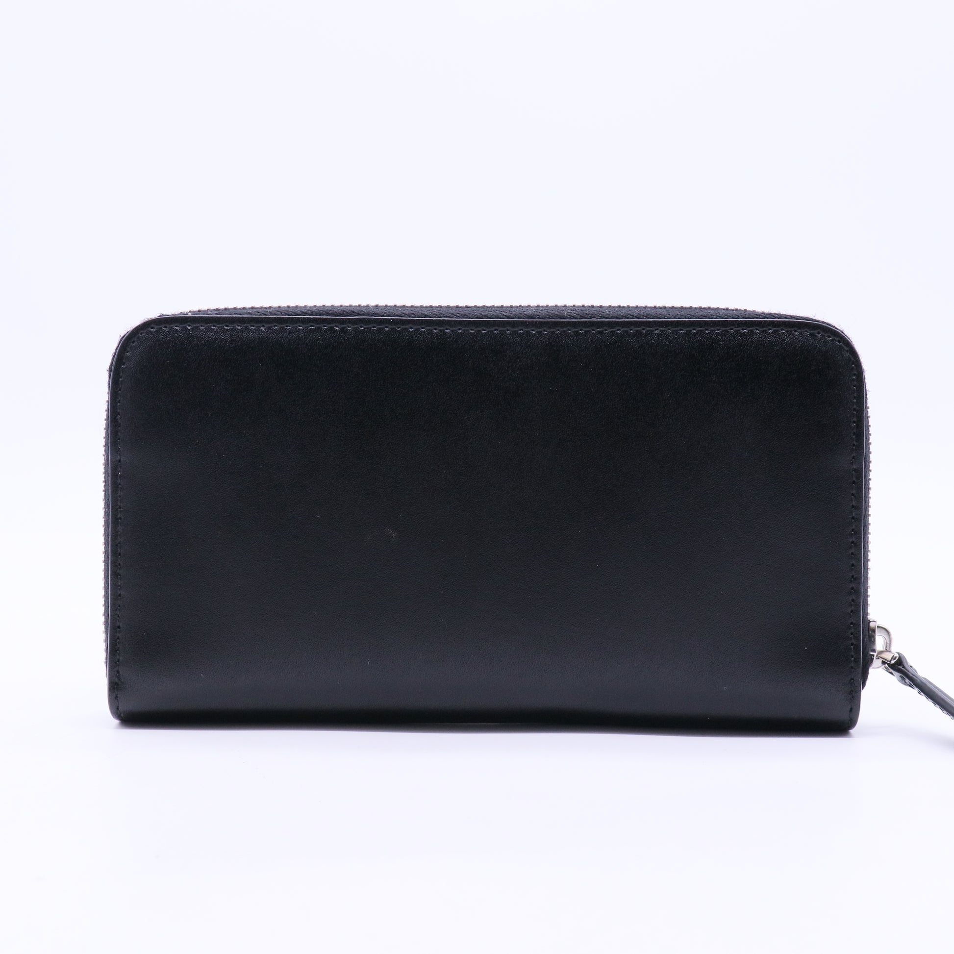 Round zip wallet studded leather black multicolor