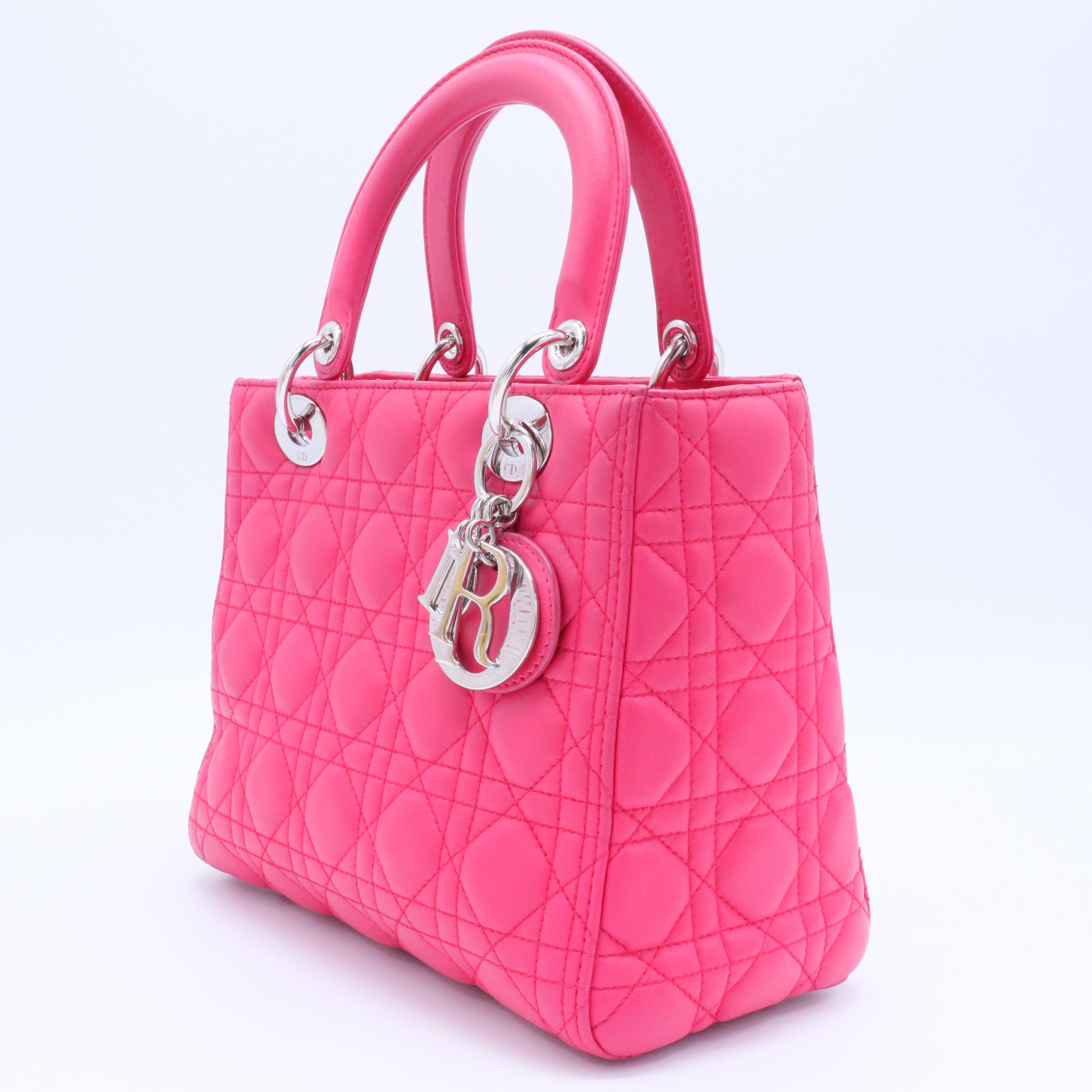 Medium Cannage Lady Dior bag Silver Hardware