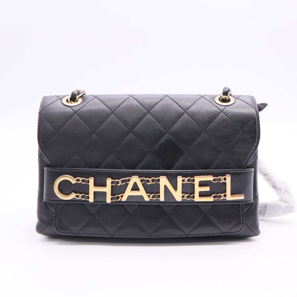  Black Quilted Leather Small Enchained Flap Bag TWINS LDJ3035