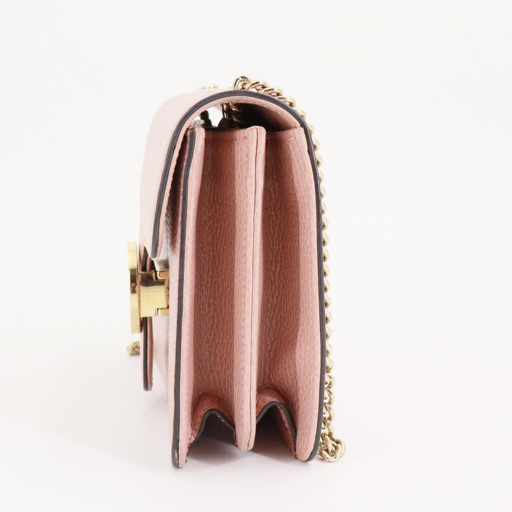 Dollar Calfskin Small Interlocking G Shoulder Bag Soft Pink twins