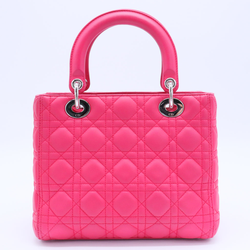 Medium Cannage Lady Dior bag Silver Hardware