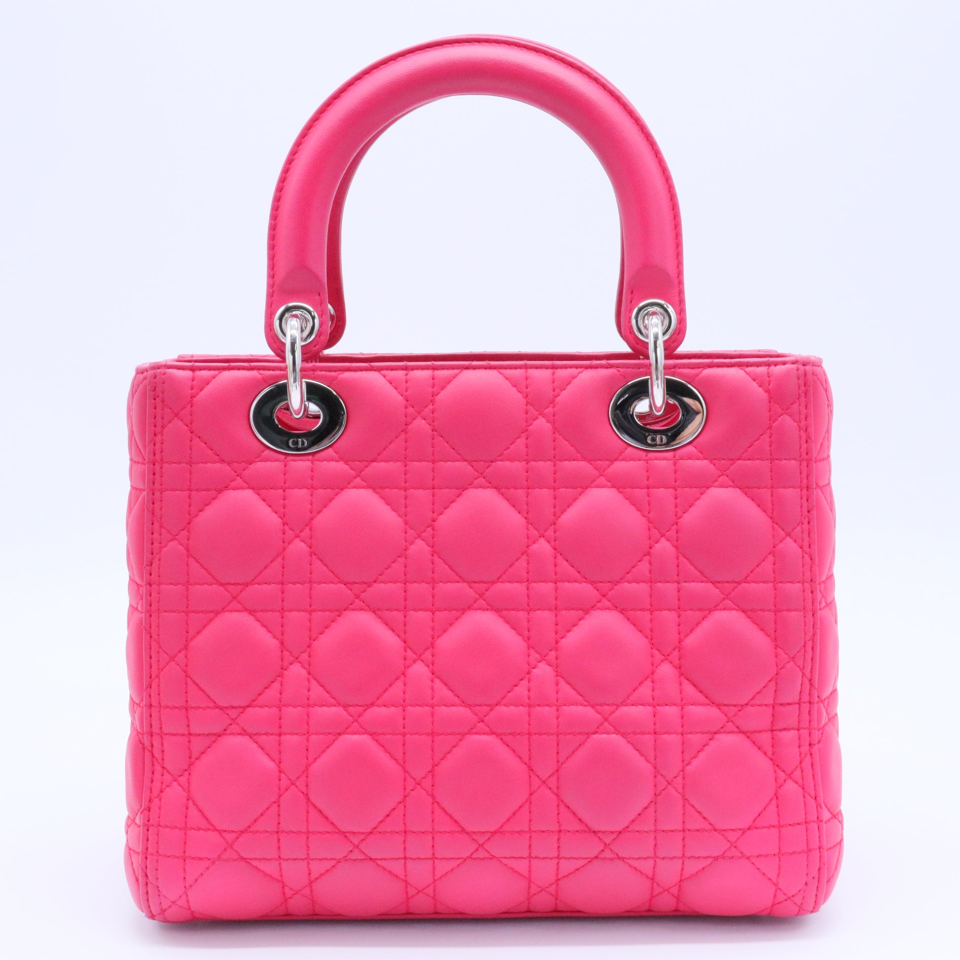Medium Cannage Lady Dior bag Silver Hardware