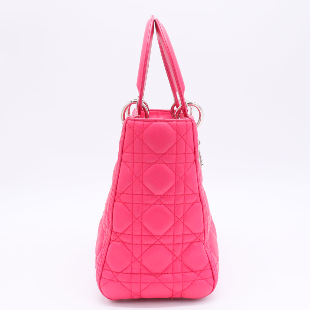 Medium Cannage Lady Dior bag Silver Hardware