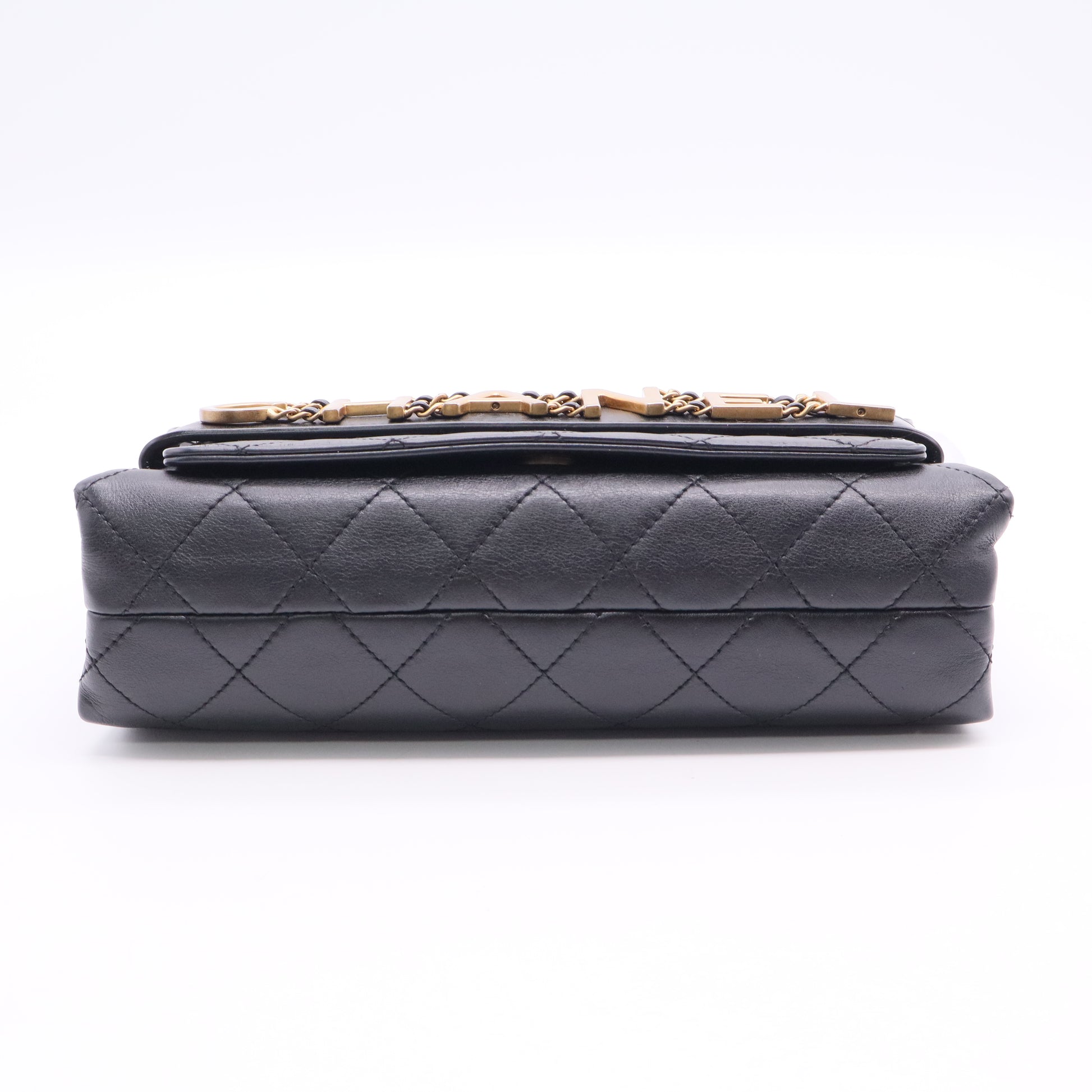 Black Quilted Leather Small Enchained Flap Bag TWINS LDJ3035