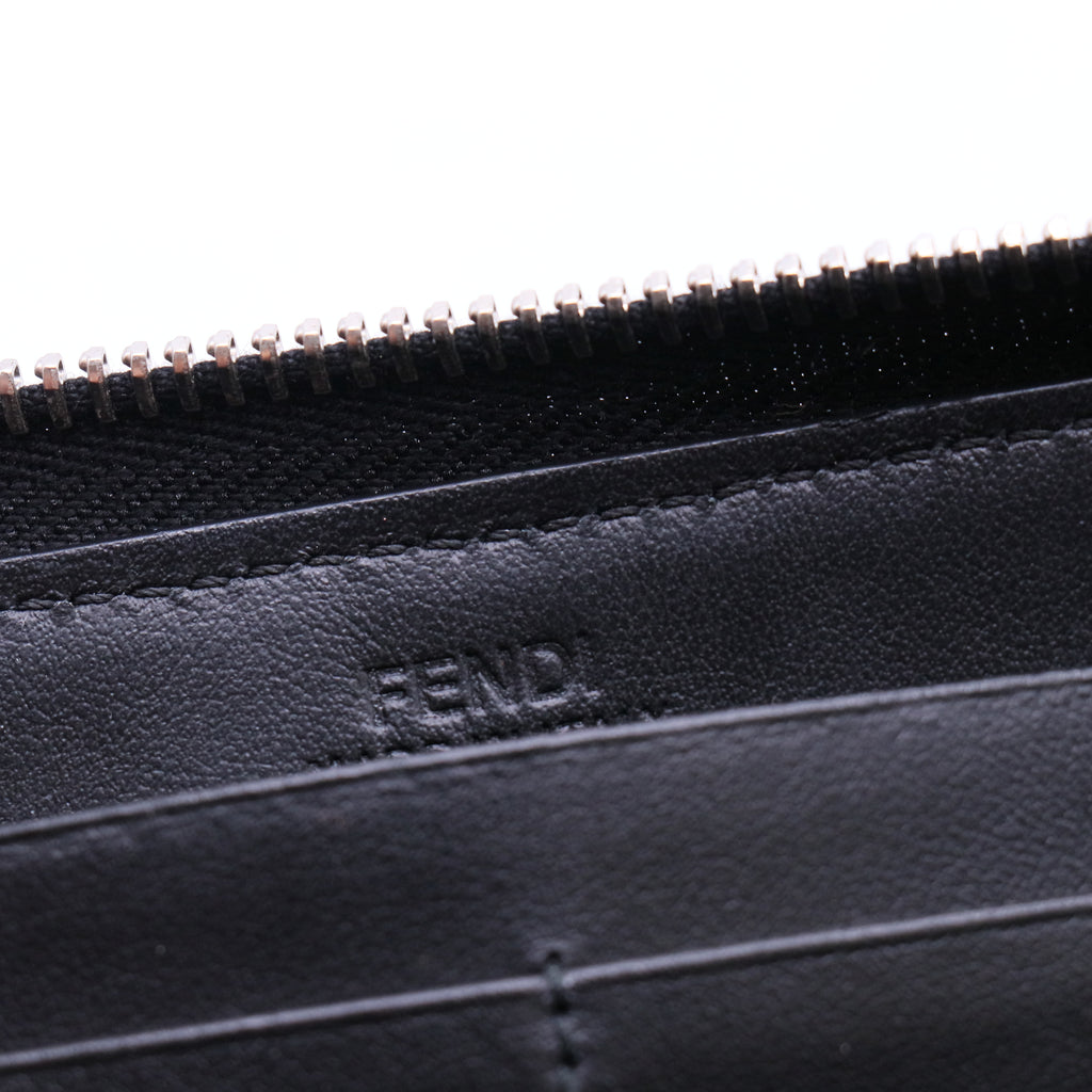 Round zip wallet studded leather black multicolor