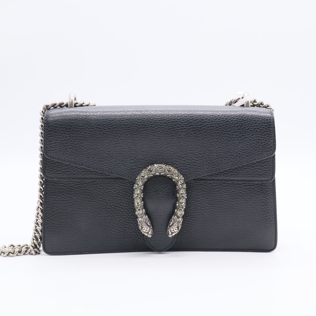 Black Leather Crystal Buckle Small Dionysus Shoulder Bag TWINS ldj3029