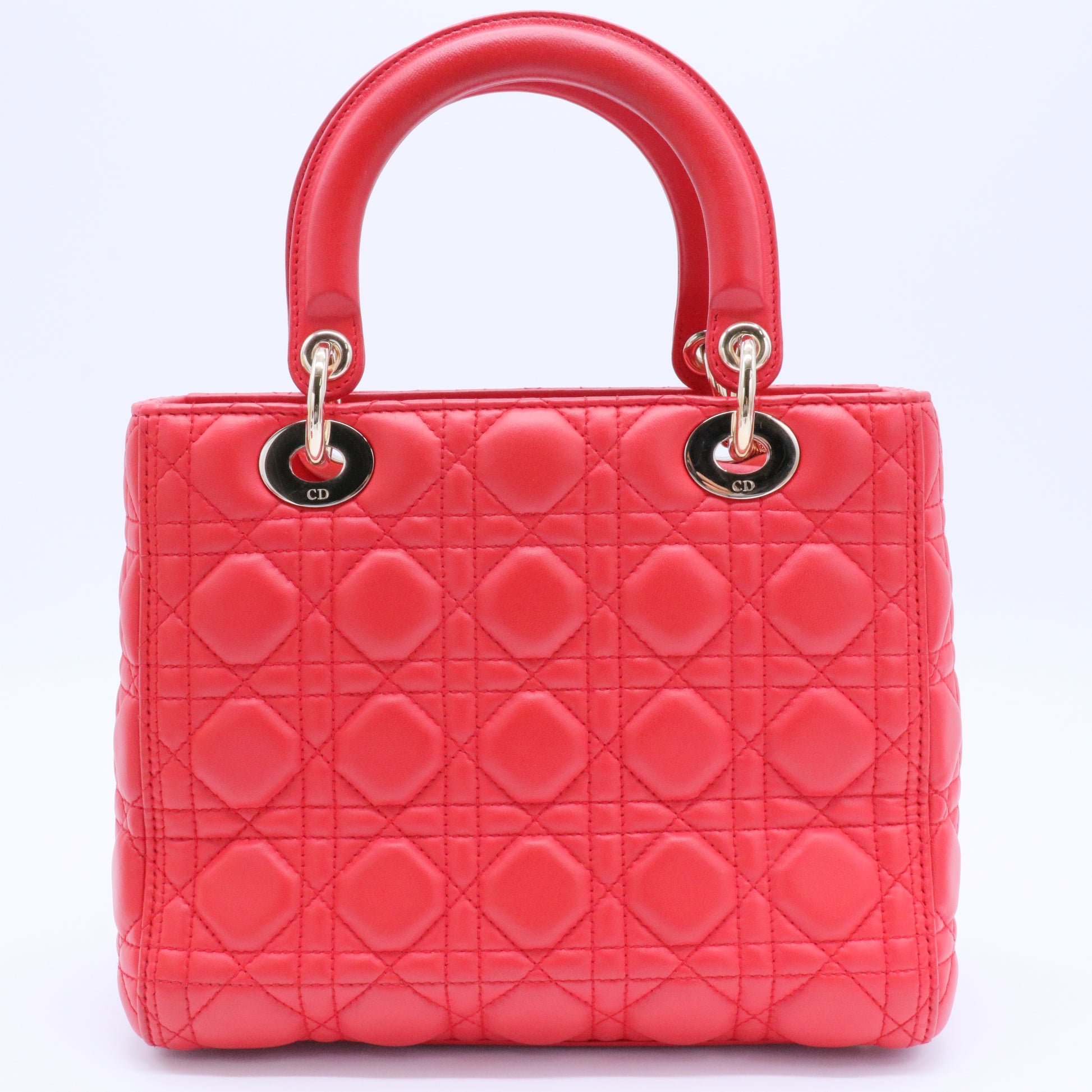 Lambskin Cannage Small Lucky Badges My Lady Dior Red