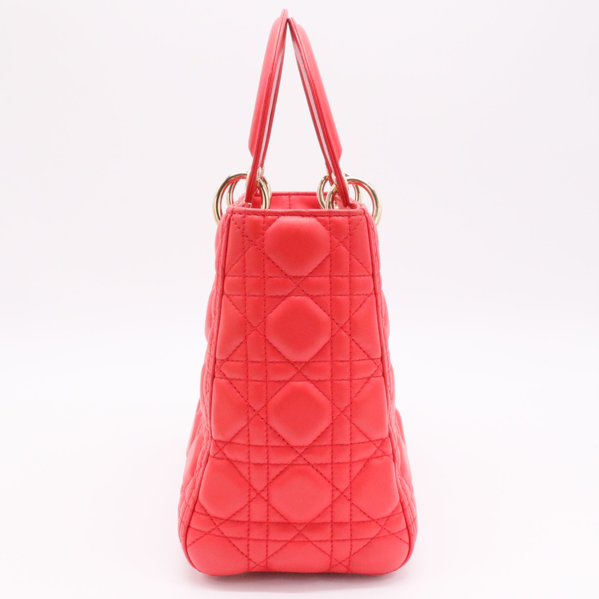 Lambskin Cannage Small Lucky Badges My Lady Dior Red