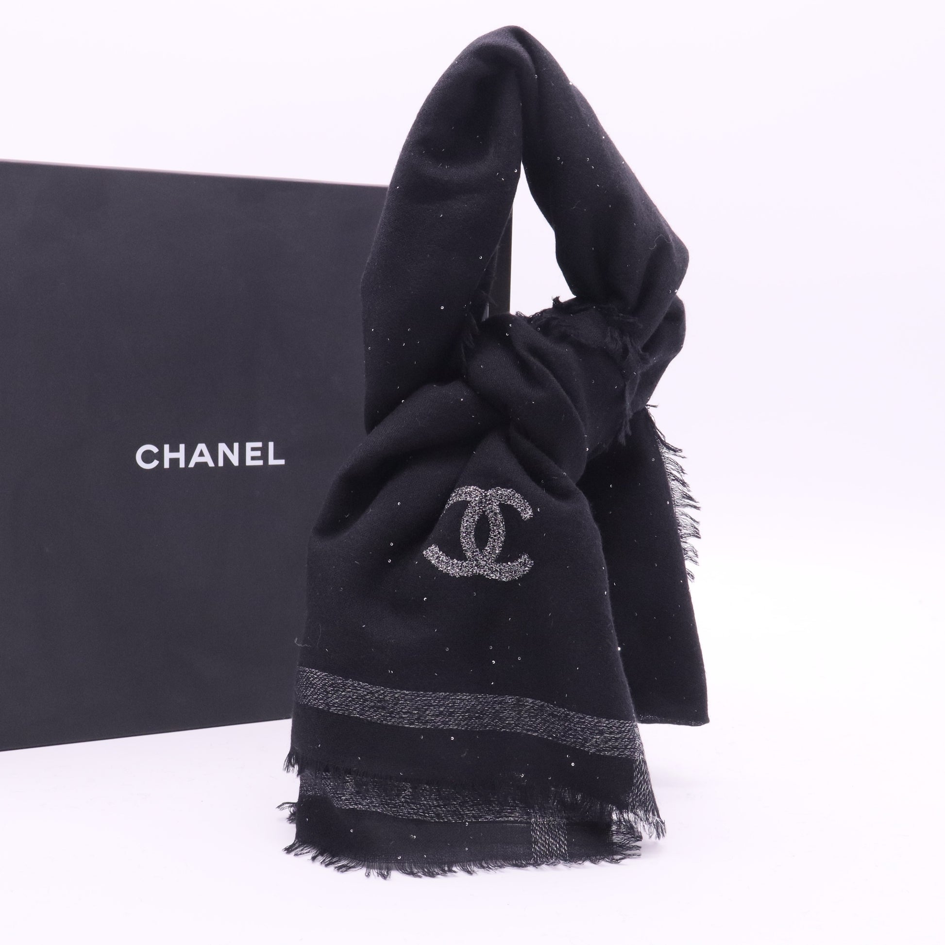Chanel Black Sequin Shawl twins