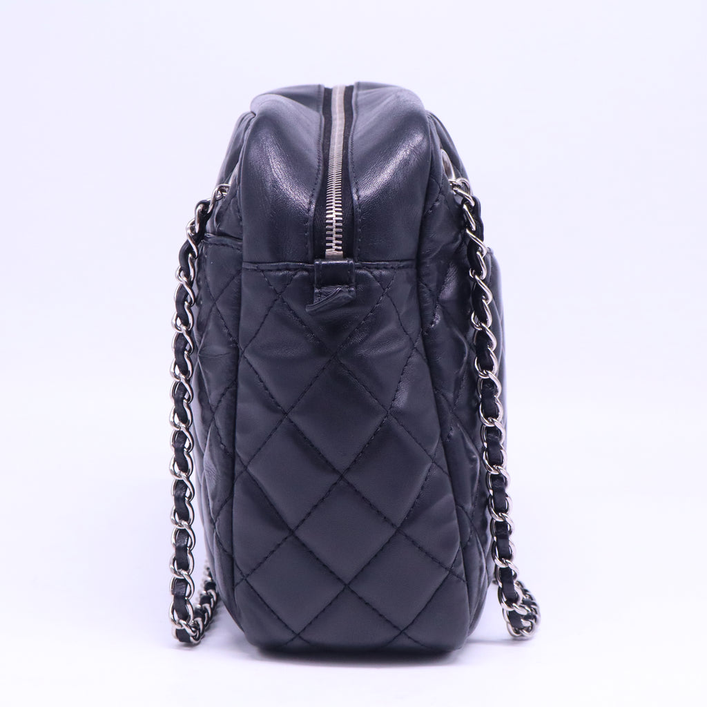 Lambskin Quilted Large Camera Case Navy B21271