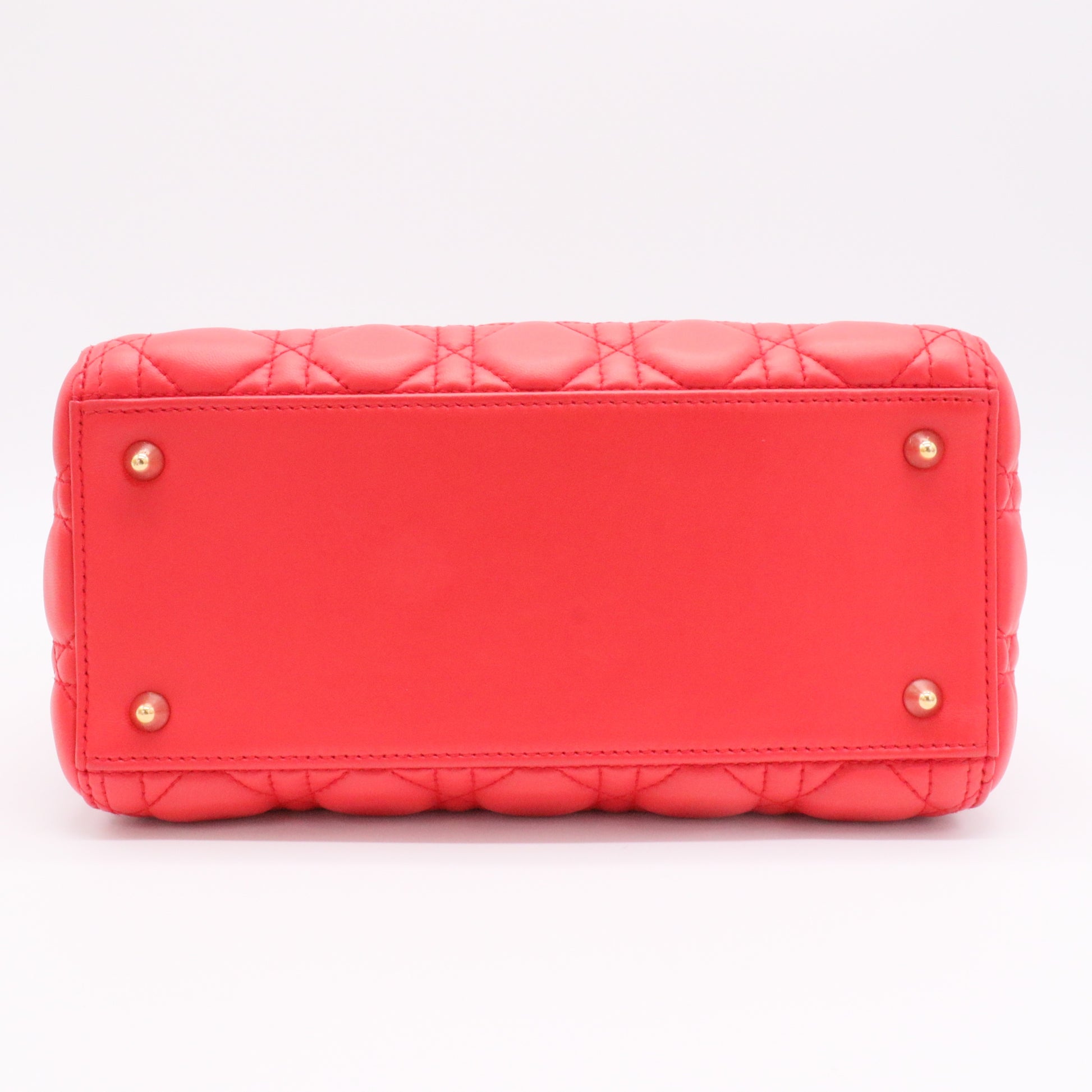 Lambskin Cannage Small Lucky Badges My Lady Dior Red