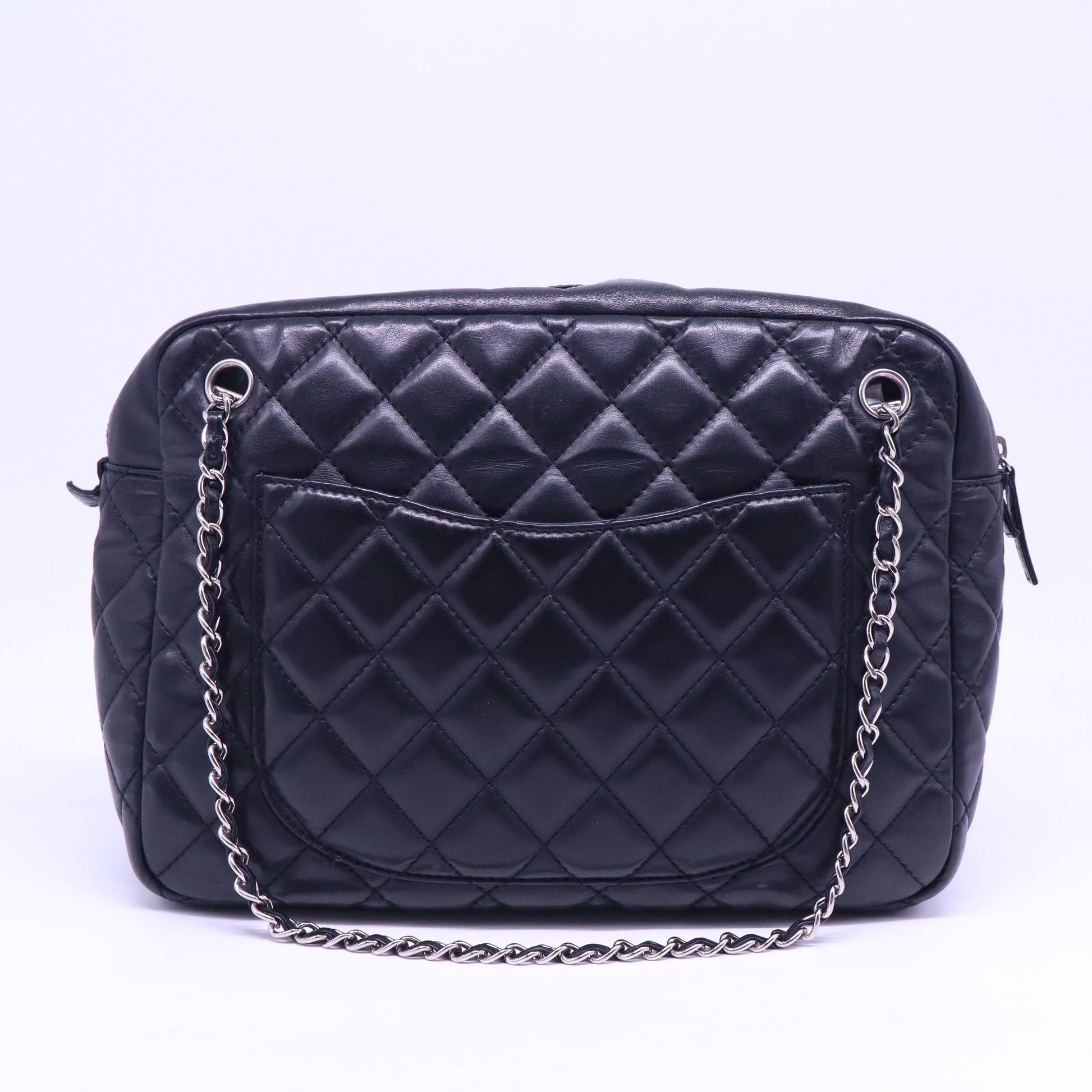Lambskin Quilted Large Camera Case Navy B21271