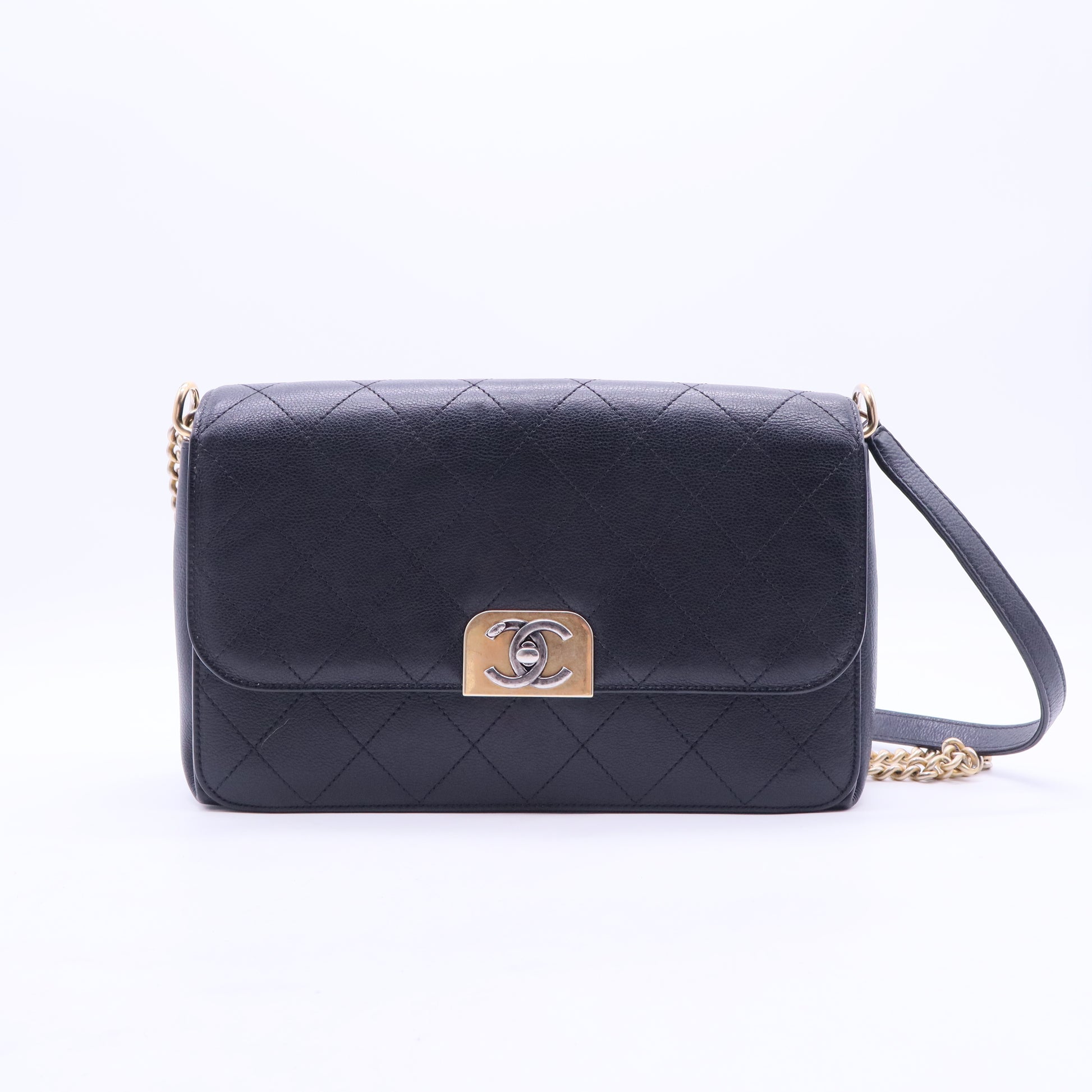 Straight Lines Flap Bag Quilted Calfskin Medium B20189