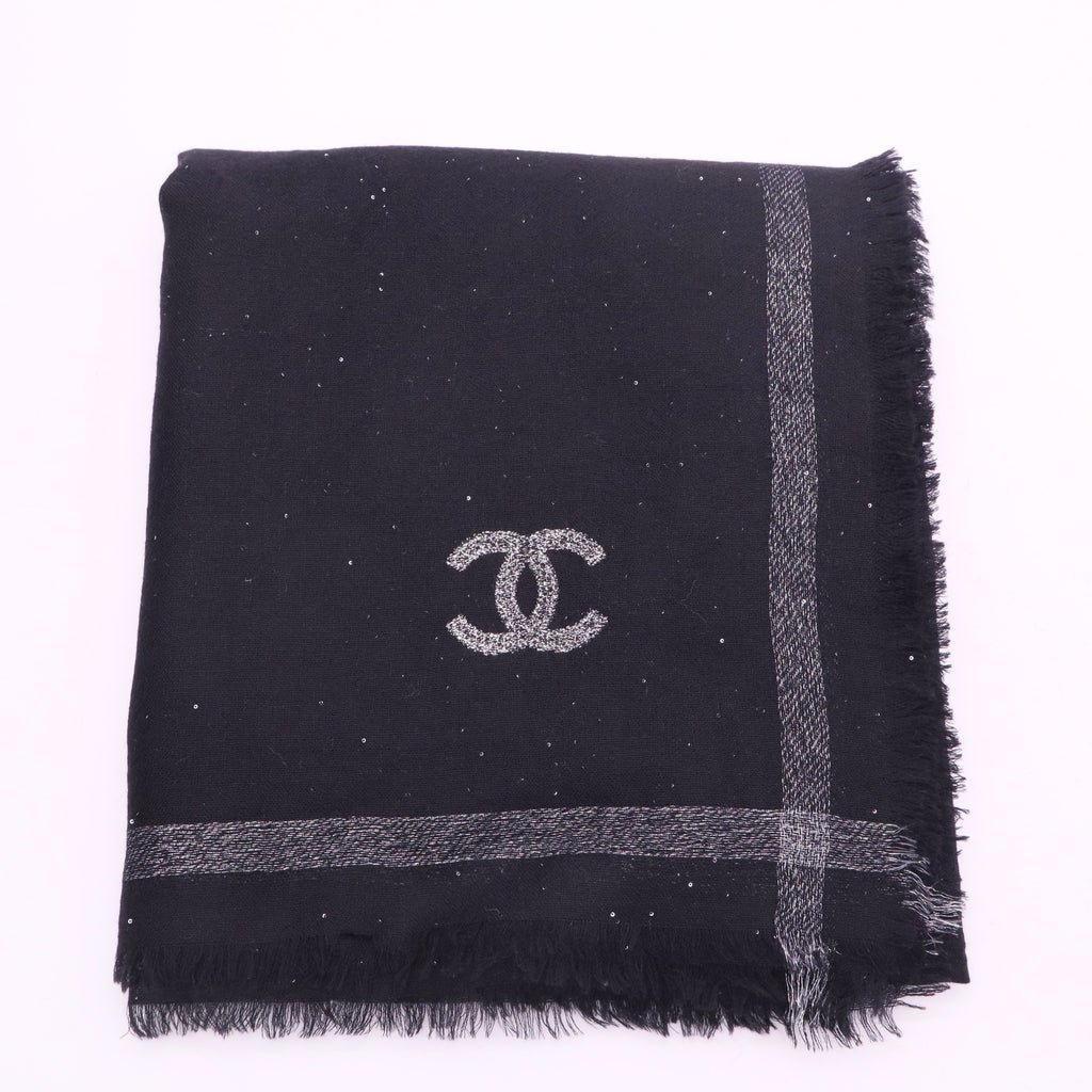 Chanel Black Sequin Shawl twins