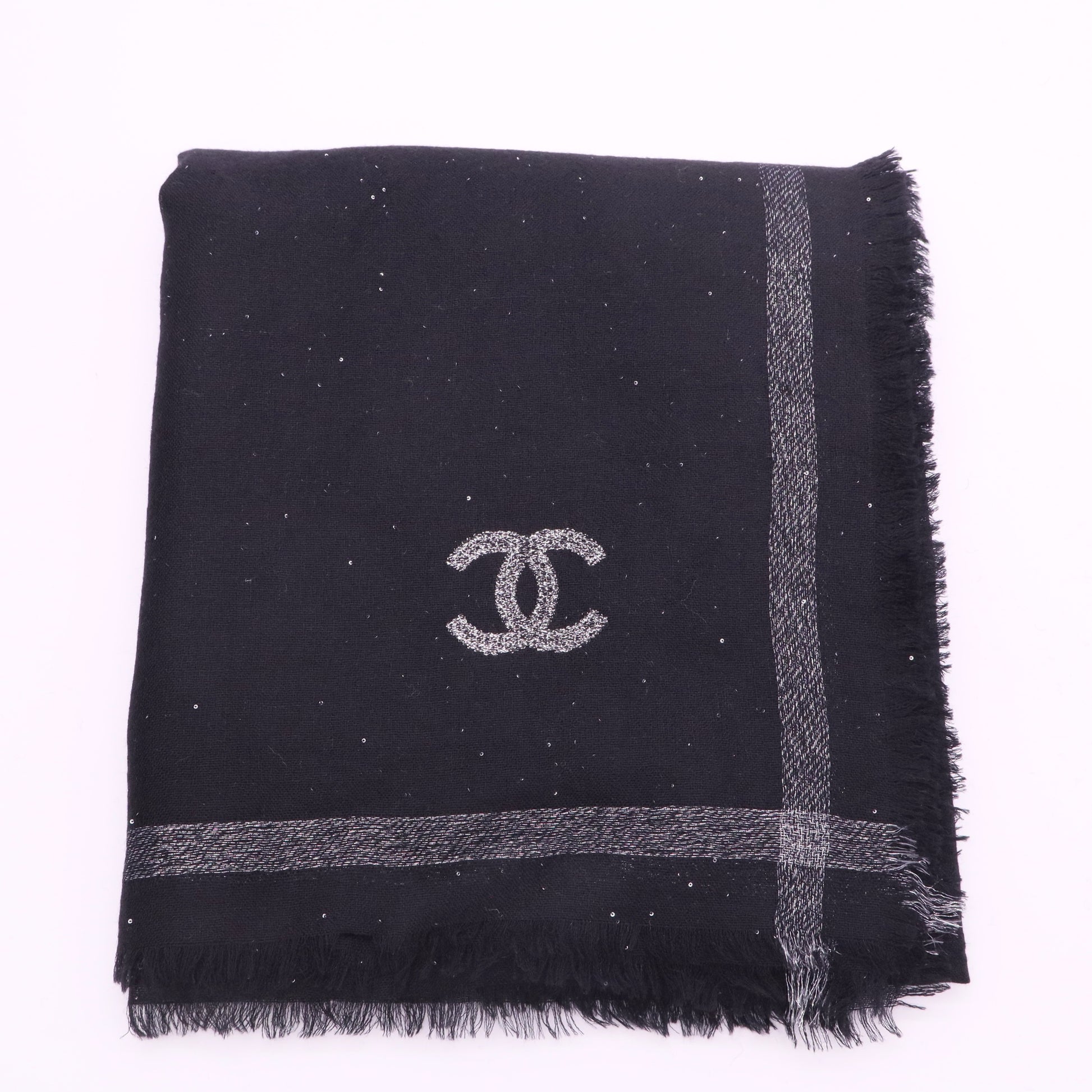 Chanel Black Sequin Shawl twins