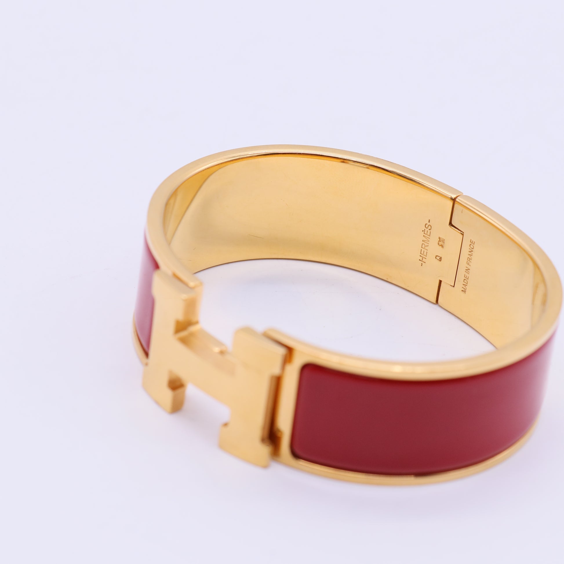 Hermes Enamel Wide Clic Clac H Bracelet PM Red twins LDJ3643