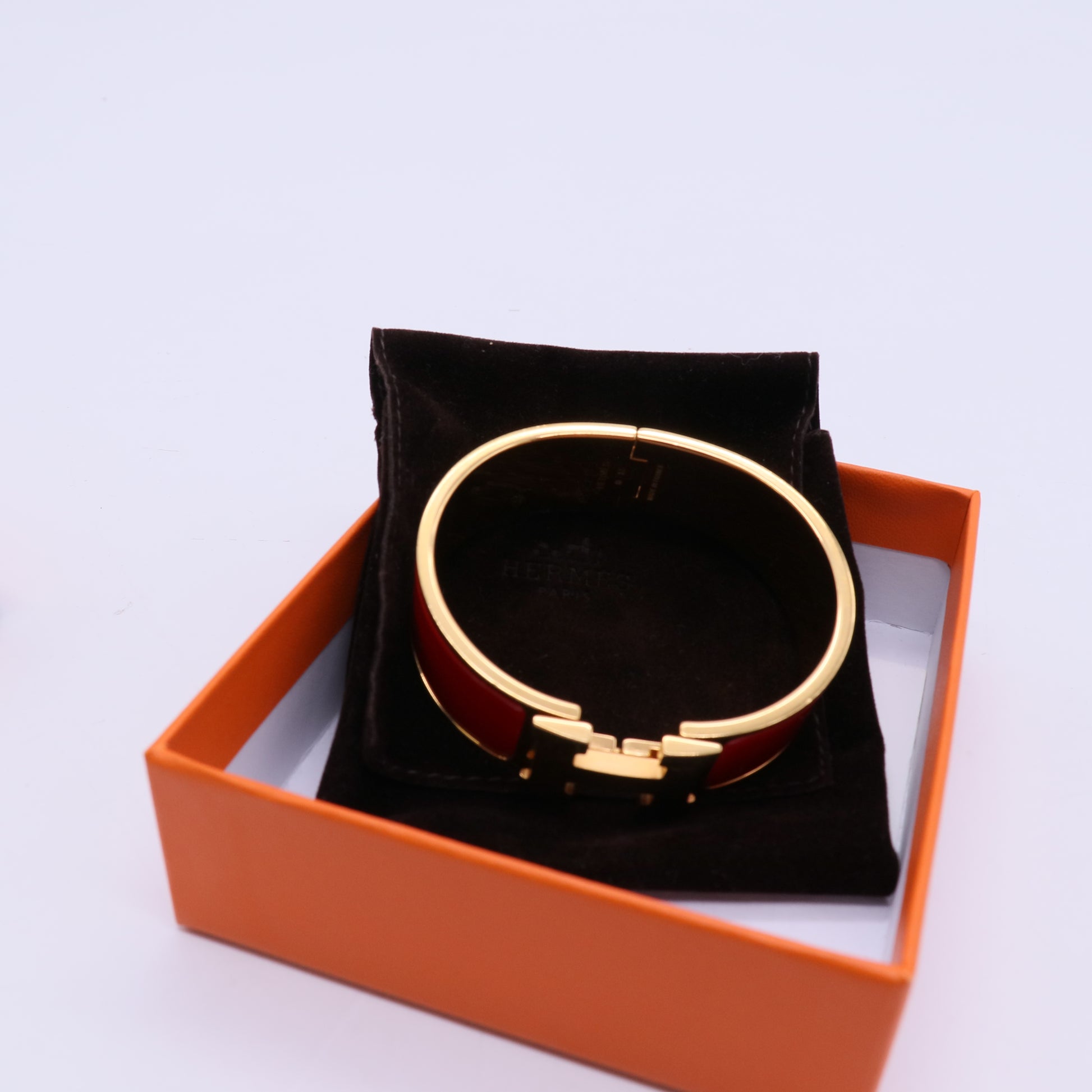 Hermes Enamel Wide Clic Clac H Bracelet PM Red twins LDJ3643