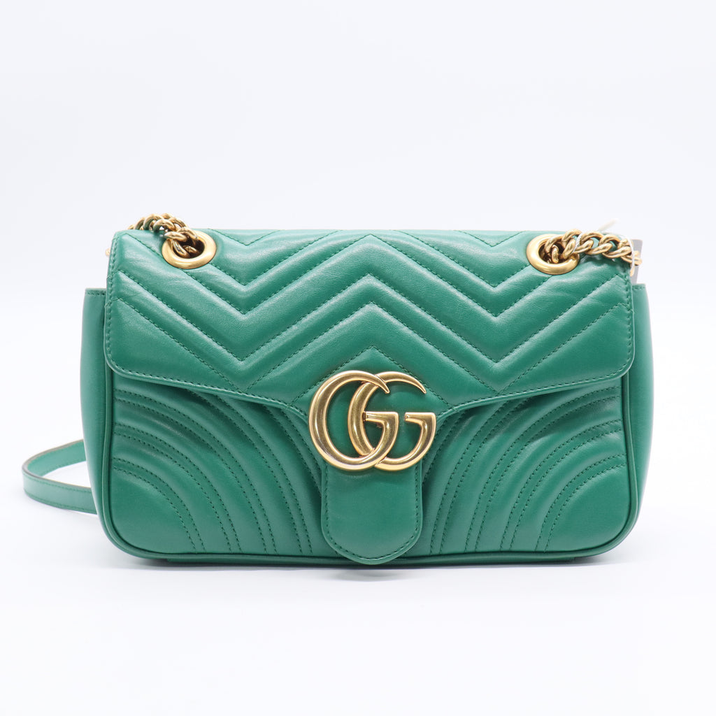 Green Matelasse Leather Small GG Marmont Shoulder Bag twins LDJ3019