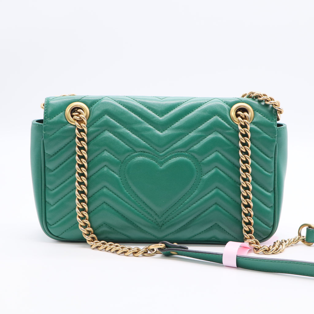 Green Matelasse Leather Small GG Marmont Shoulder Bag twins LDJ3019