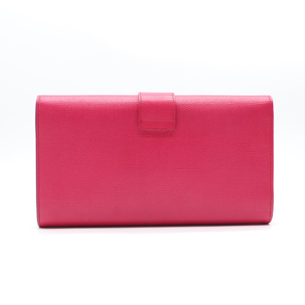 Textured Calfskin Classic Y Ligne Clutch Fuchsia W21443