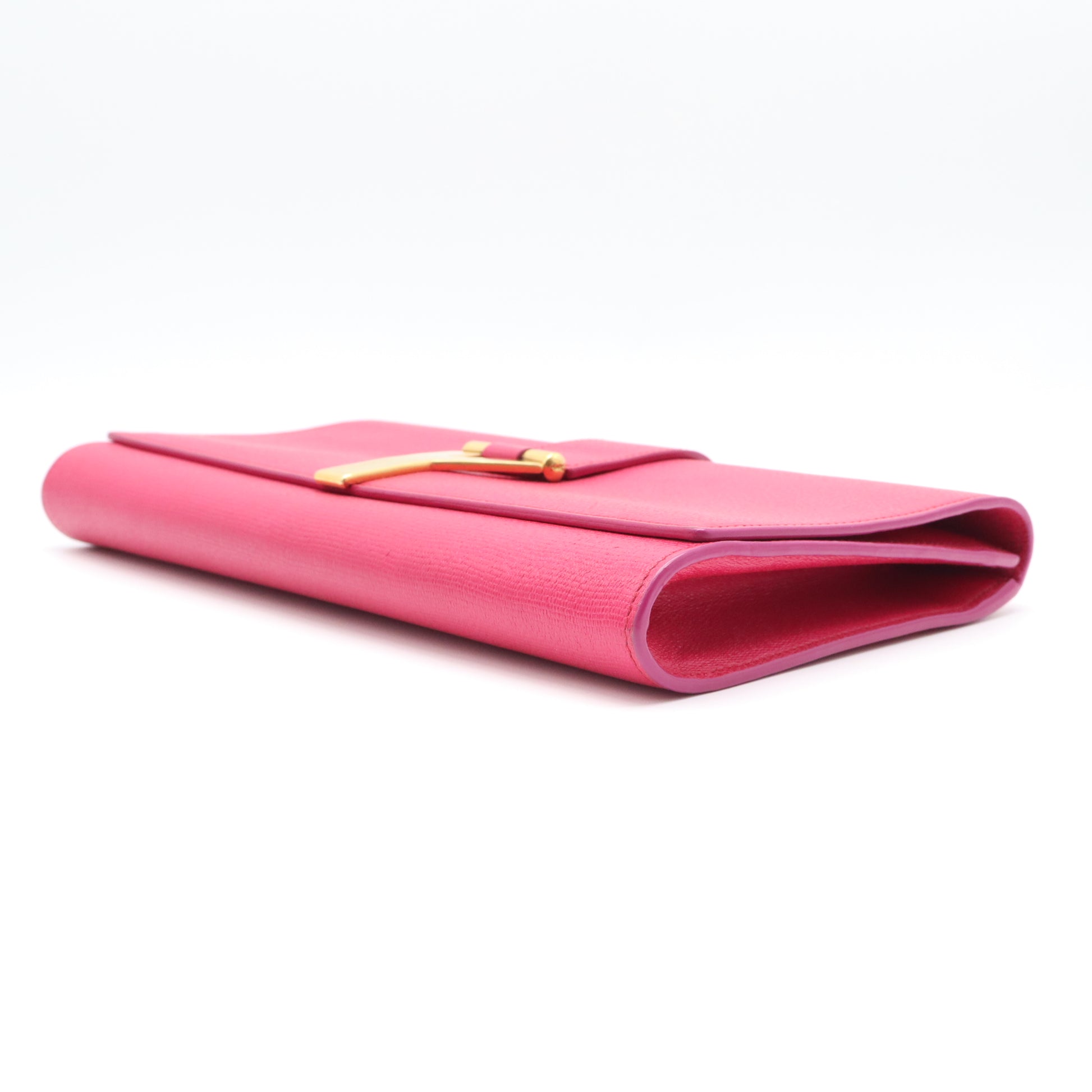 Textured Calfskin Classic Y Ligne Clutch Fuchsia W21443