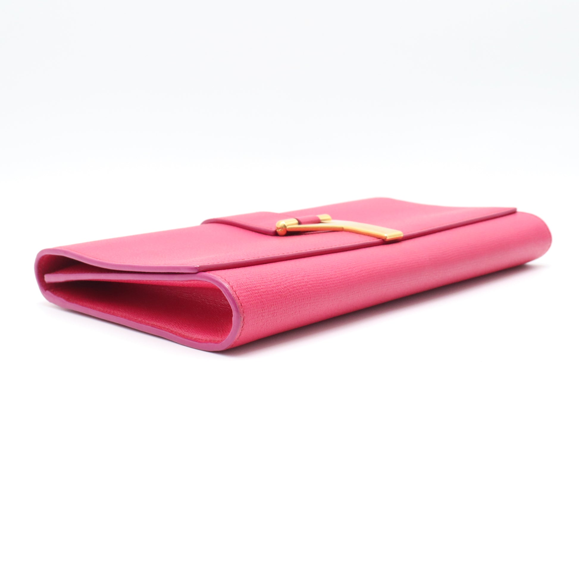 Textured Calfskin Classic Y Ligne Clutch Fuchsia W21443