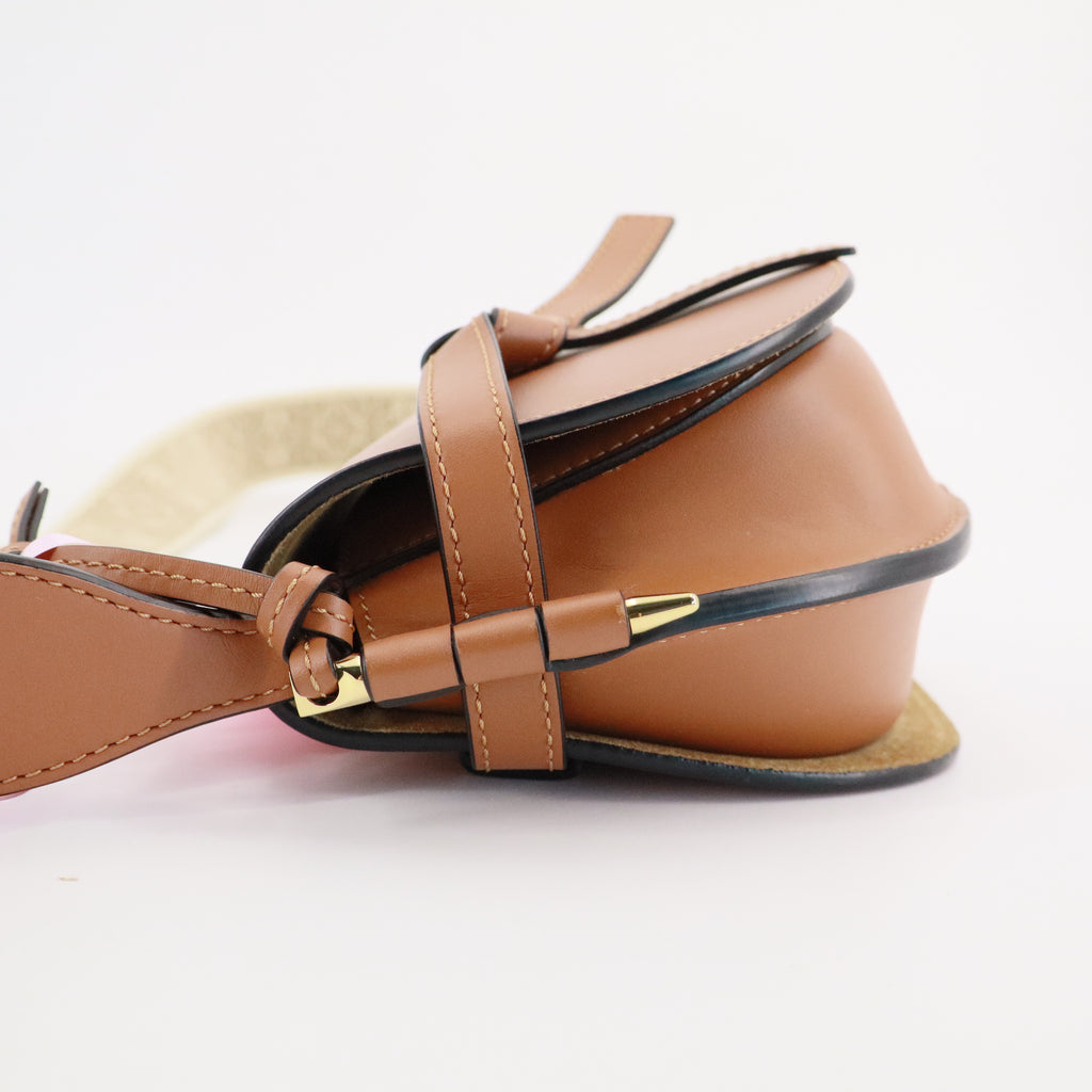 Calfskin Jacquard Mini Gate Dual Bag Tan twins