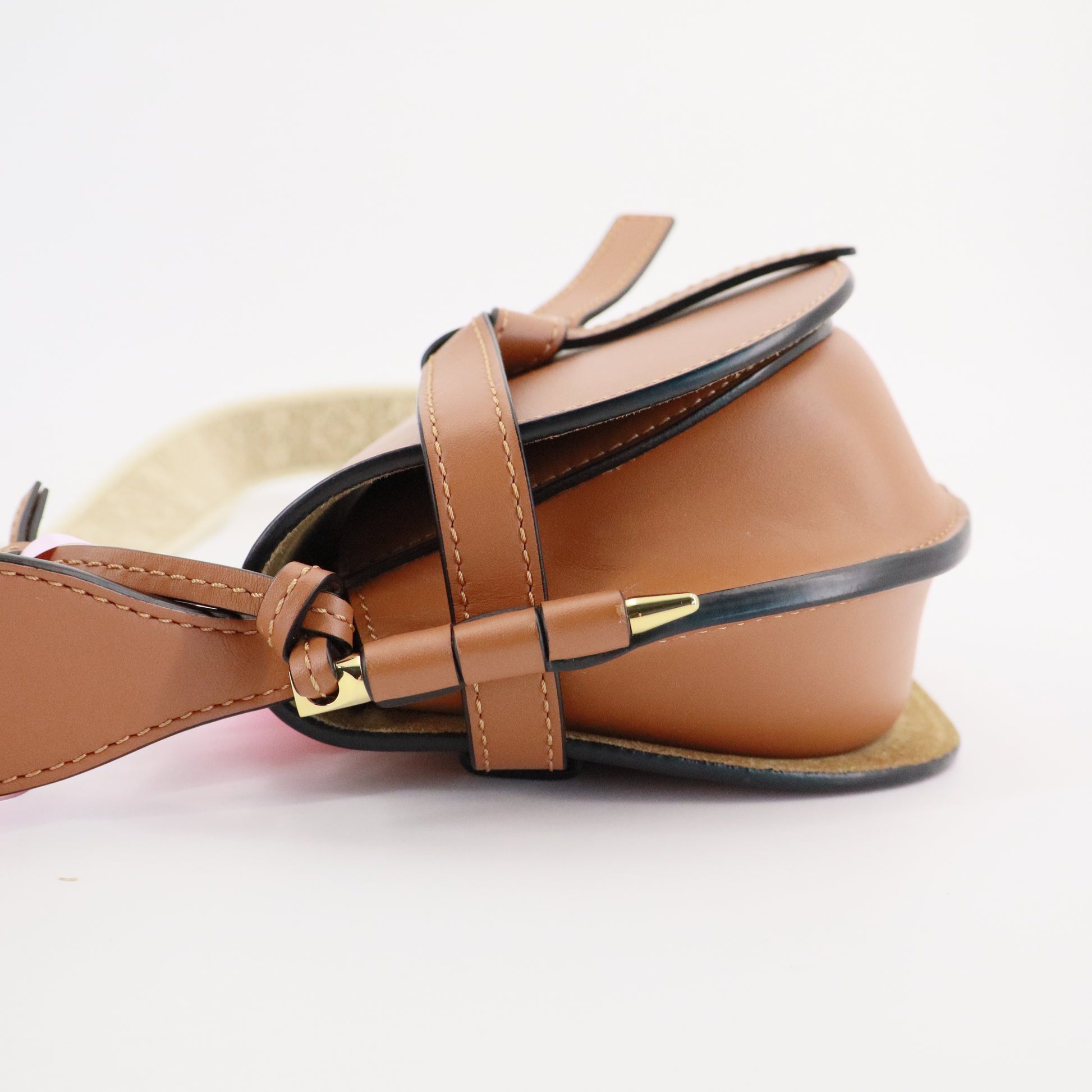 Calfskin Jacquard Mini Gate Dual Bag Tan twins