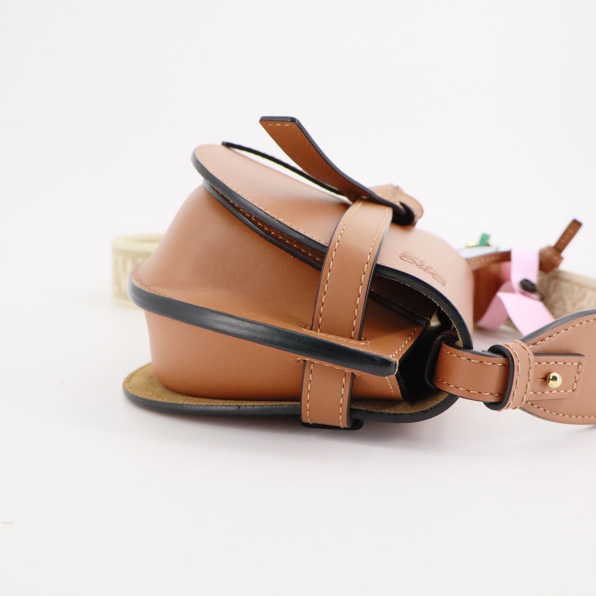 Calfskin Jacquard Mini Gate Dual Bag Tan twins