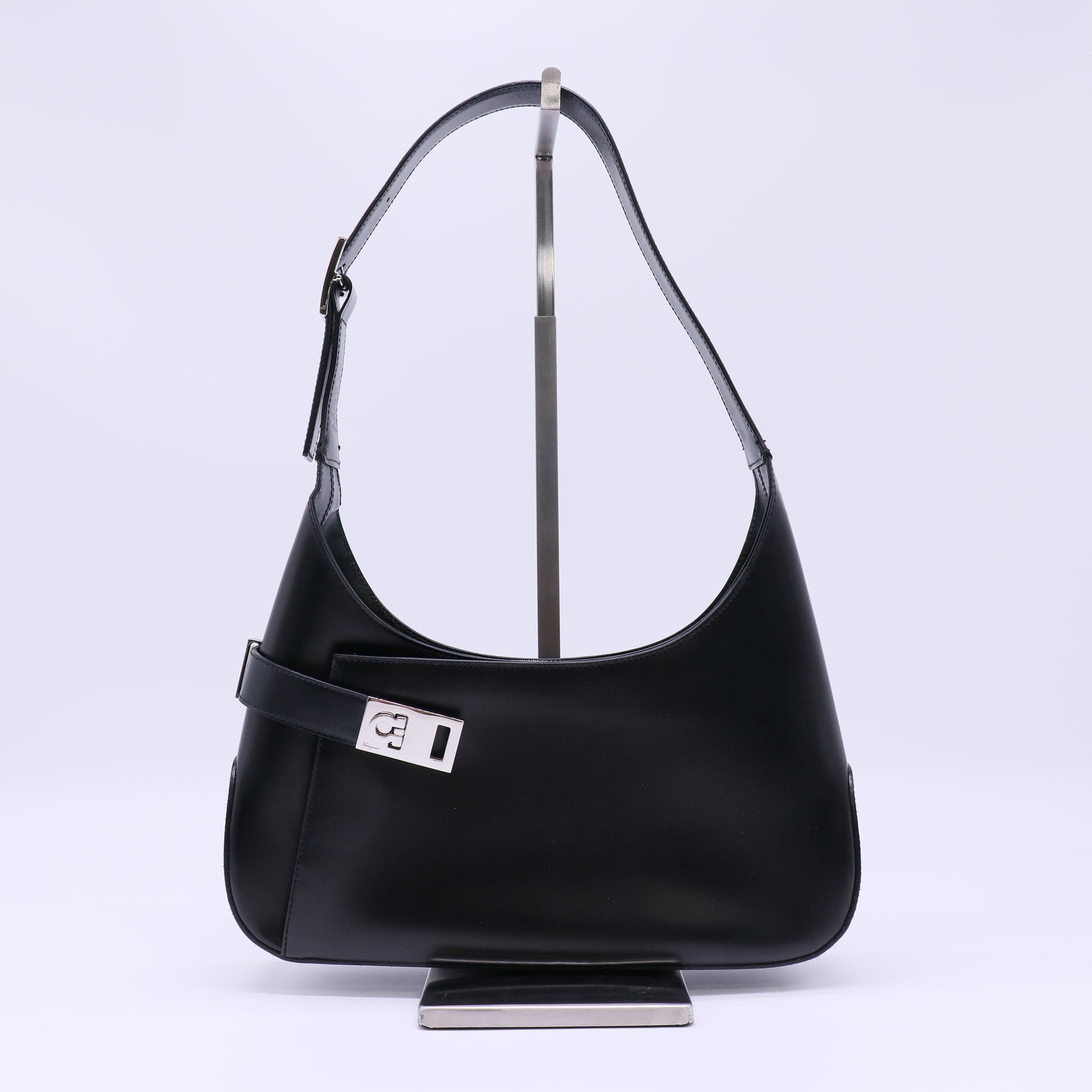 Brushed Calfskin Gancini Hobo Midnight
