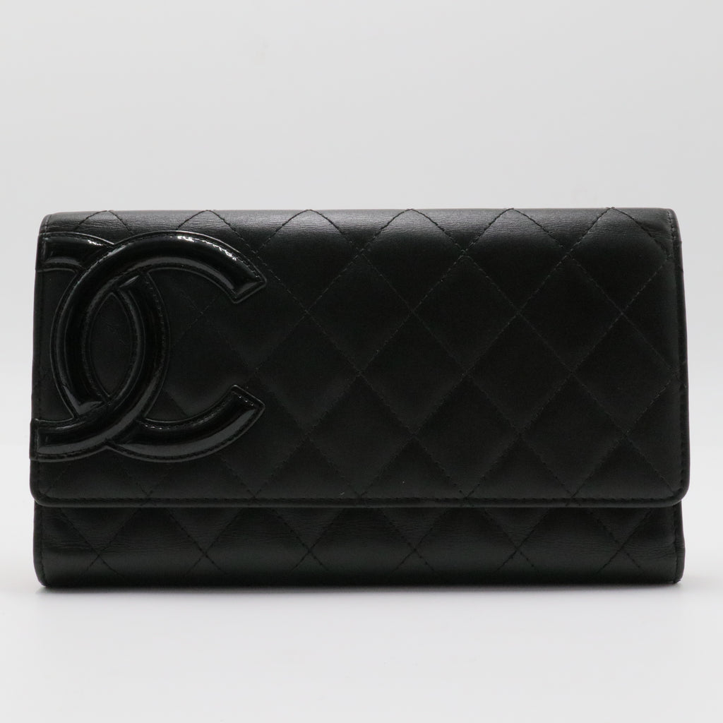 Chanel Cambon Trifold Wallet Quilted Lambskin Long