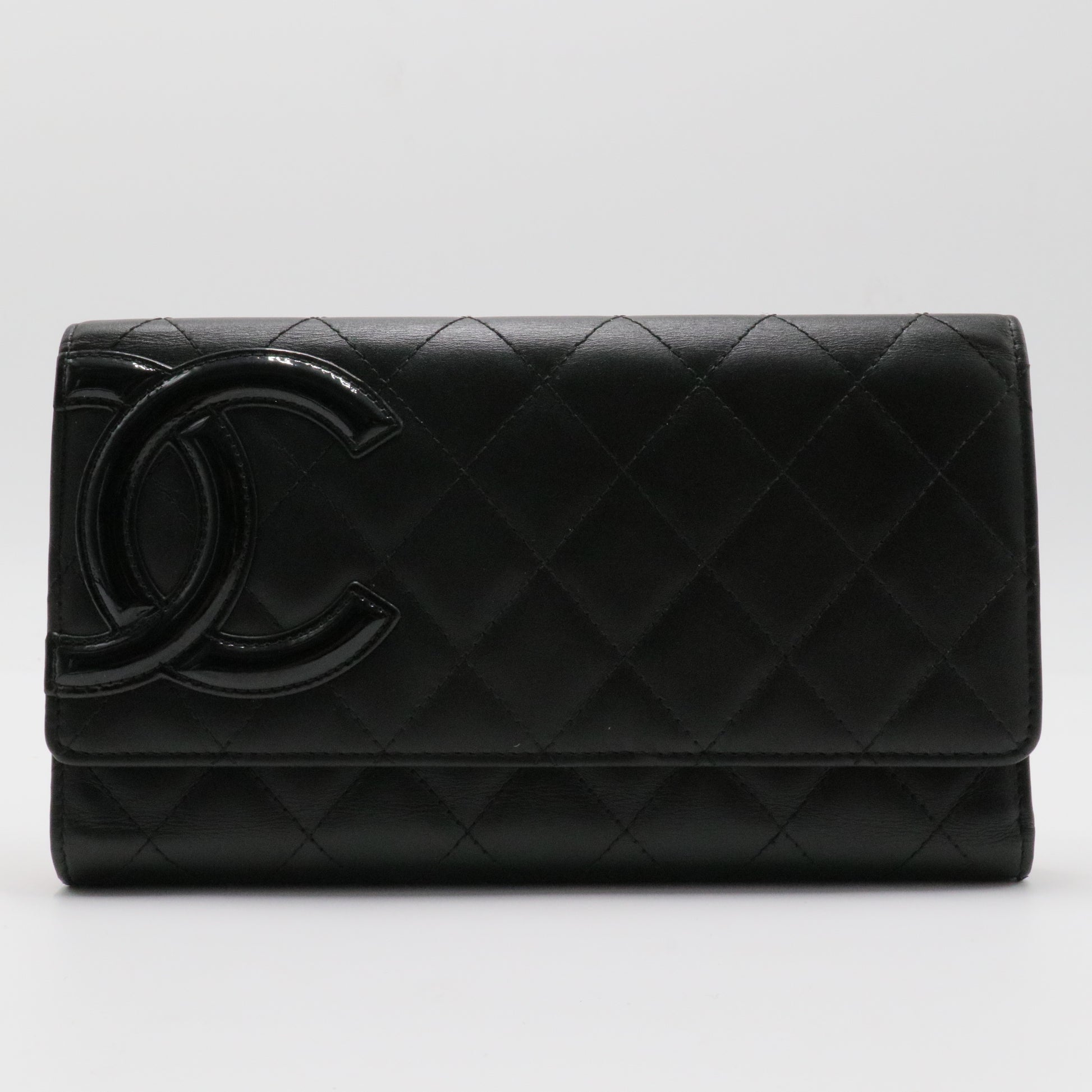 Chanel Cambon Trifold Wallet Quilted Lambskin Long