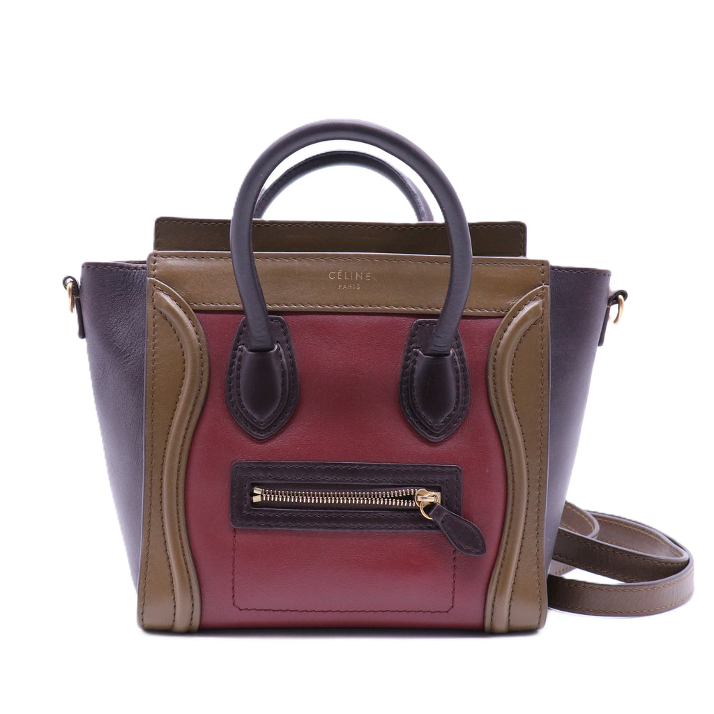 Tricolor Luggage Bag Leather Nano