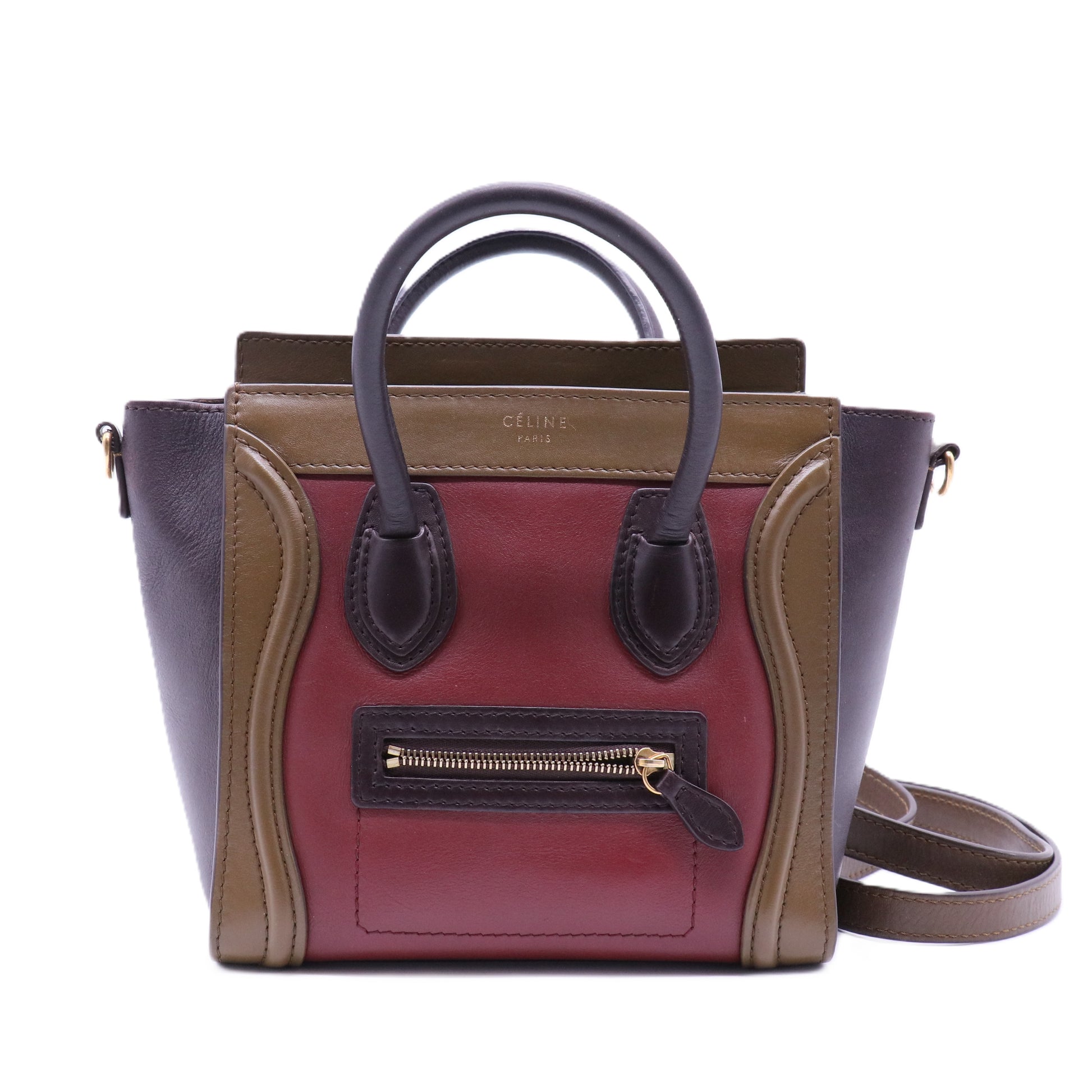 Tricolor Luggage Bag Leather Nano