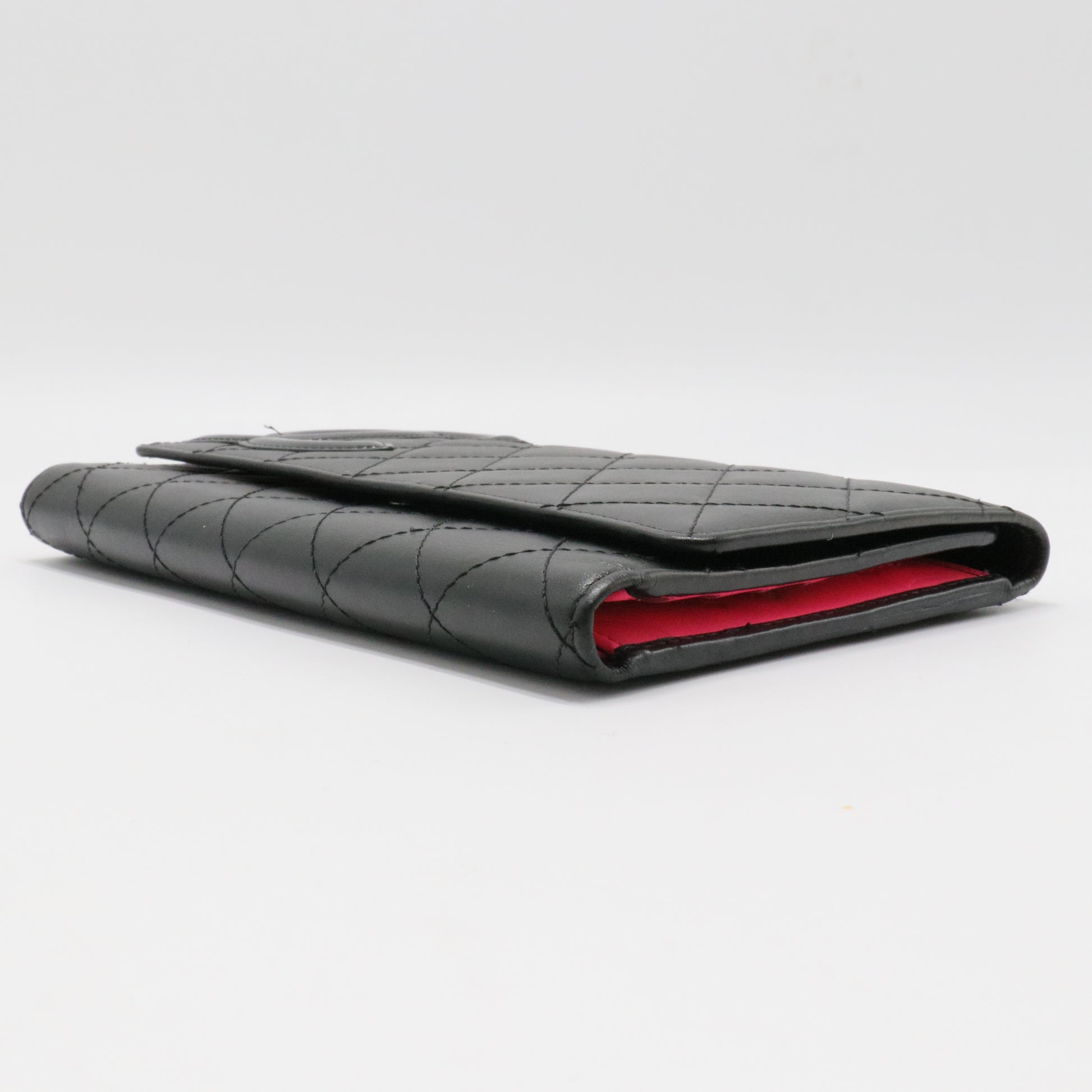 Chanel Cambon Trifold Wallet Quilted Lambskin Long