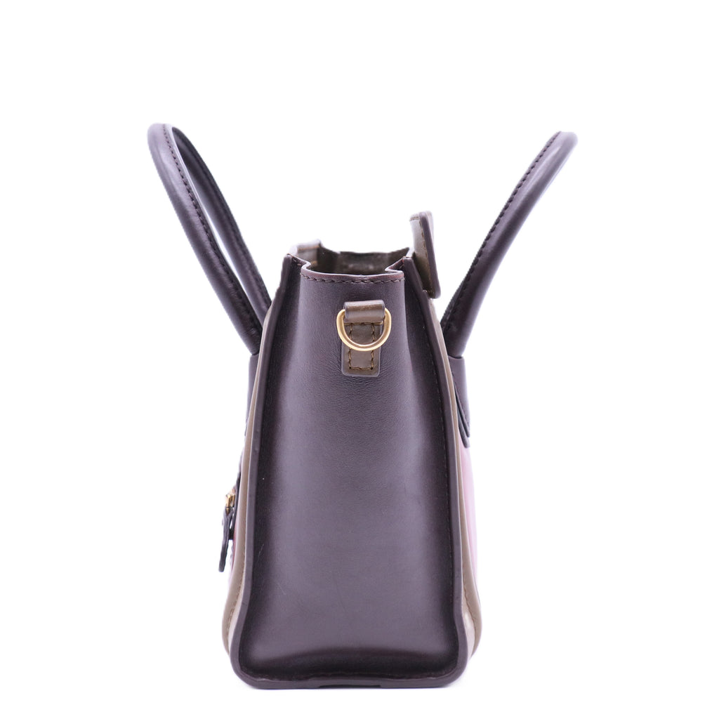 Tricolor Luggage Bag Leather Nano