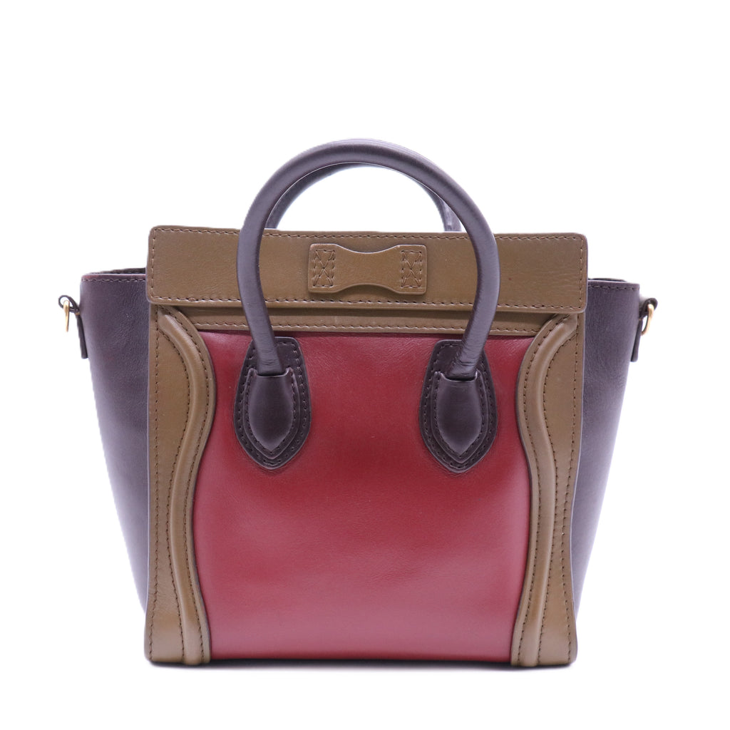 Tricolor Luggage Bag Leather Nano