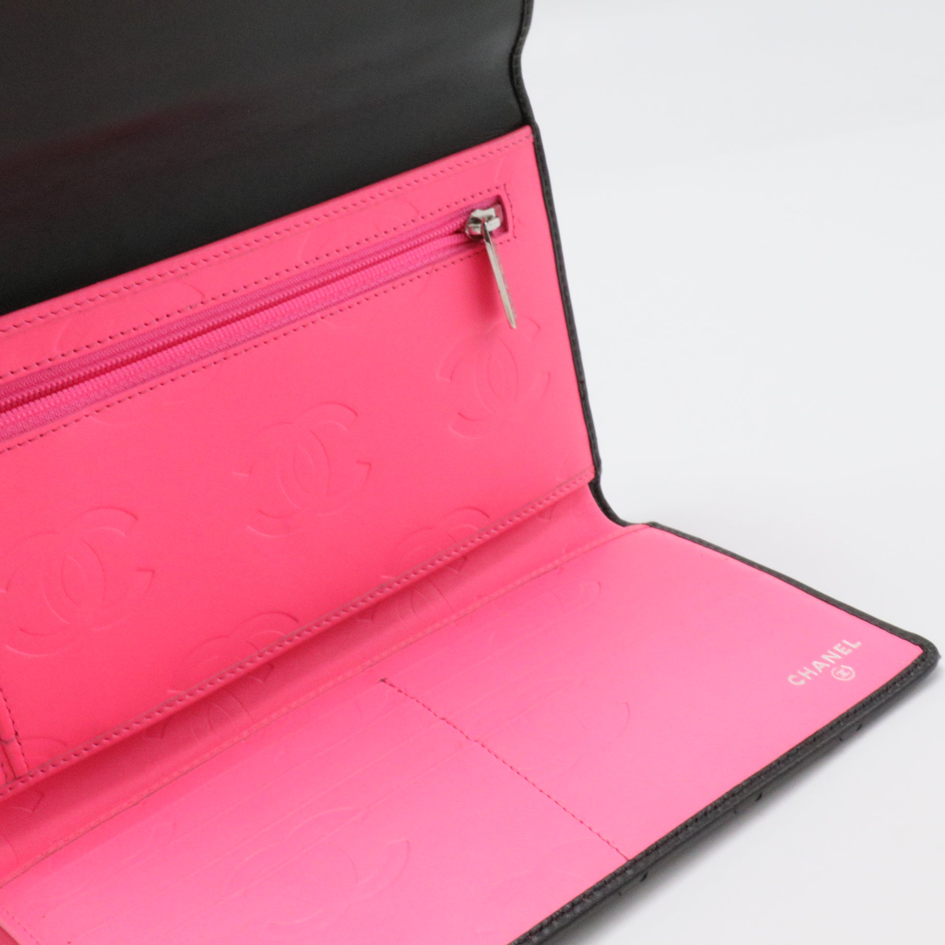 Chanel Cambon Trifold Wallet Quilted Lambskin Long