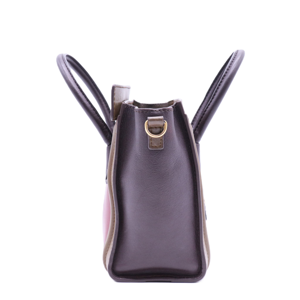 Tricolor Luggage Bag Leather Nano