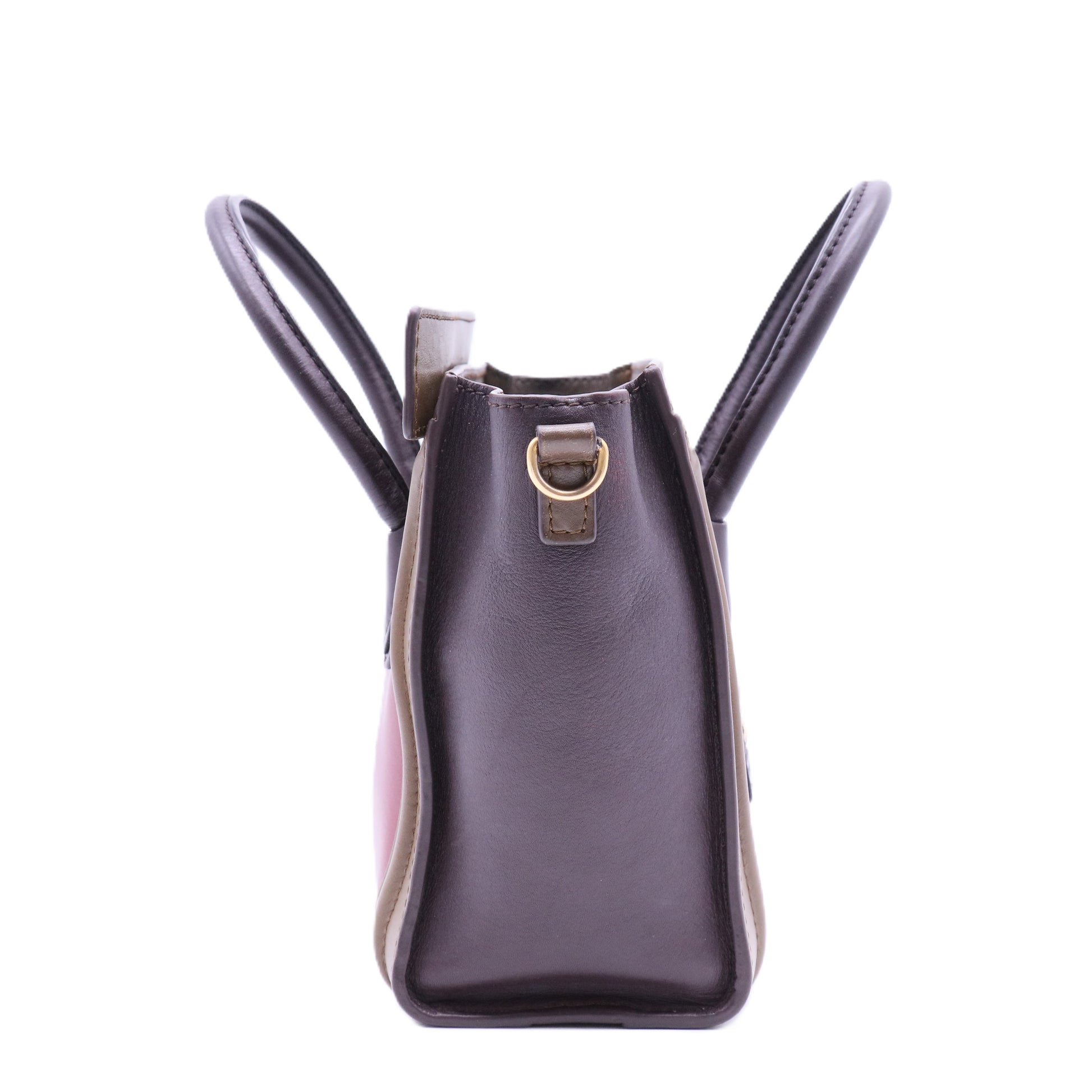 Tricolor Luggage Bag Leather Nano