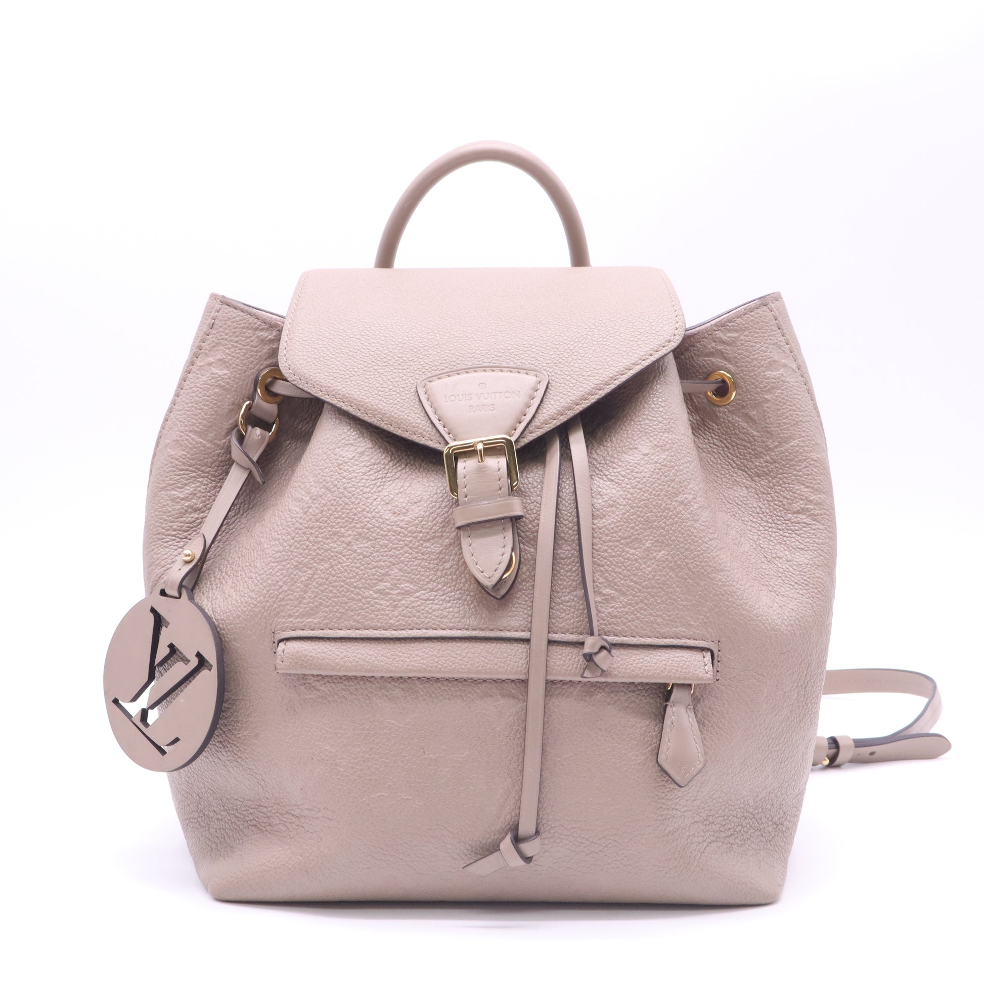 Louis Vuitton Montsouris PM Beige Embossed Leather Drawstring Backpack twins LDZ441