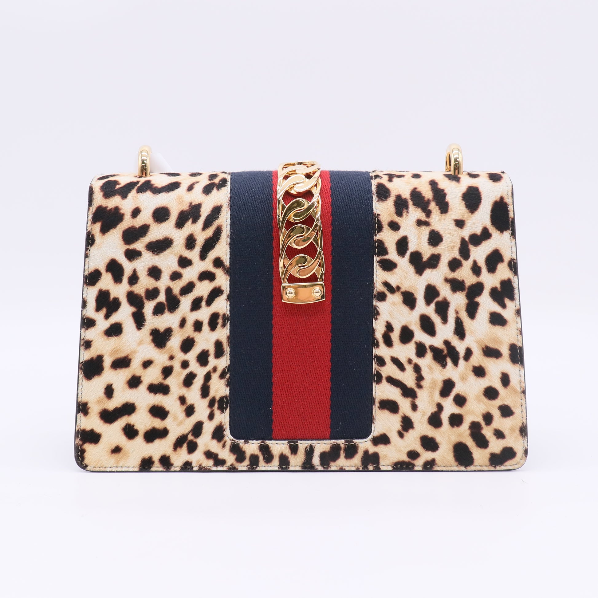 Gucci Leopard Print Calf Hair Small Sylvie Shoulder Bag B23463