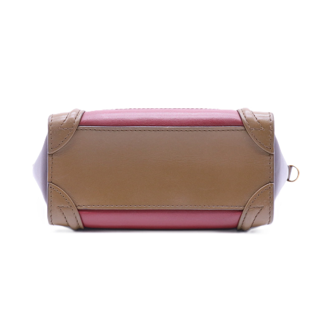 Tricolor Luggage Bag Leather Nano