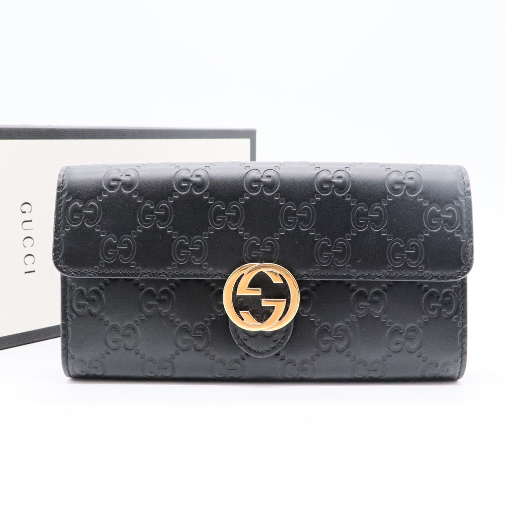 Guccissima Signature Icon Continental Wallet Black