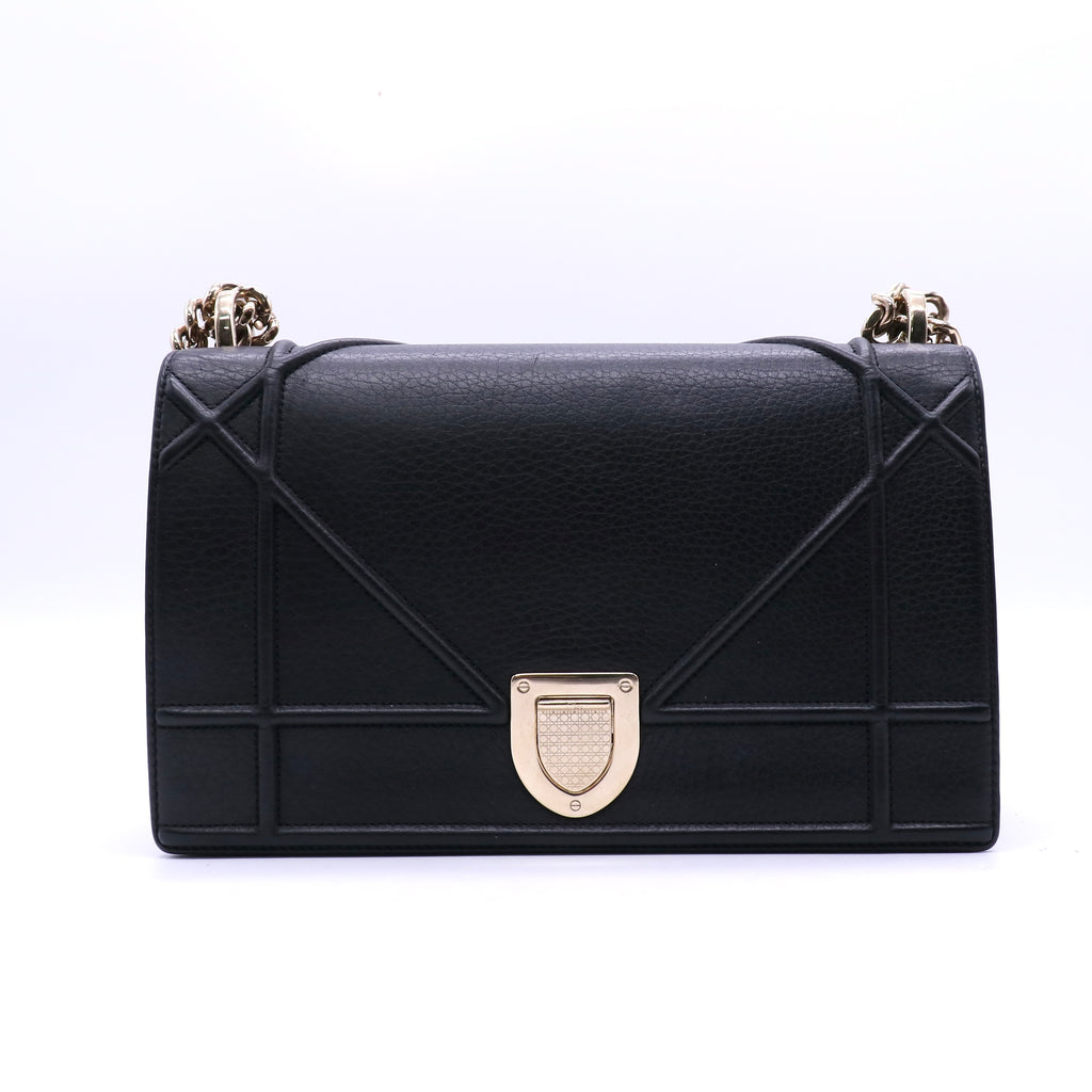 Diorama Flap Bag Grained Calfskin Medium Twins LDJ3666
