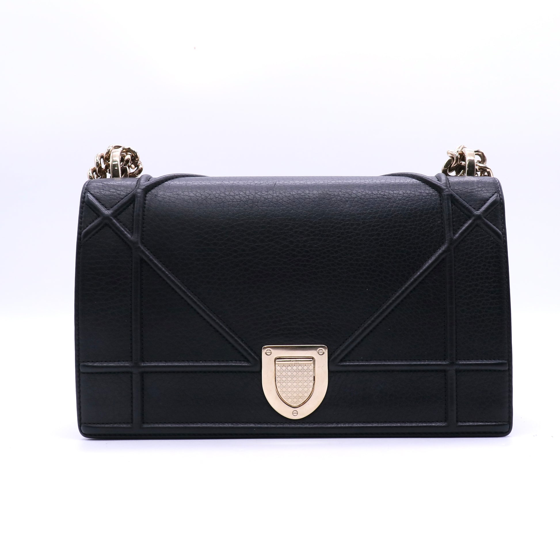 Diorama Flap Bag Grained Calfskin Medium Twins LDJ3666