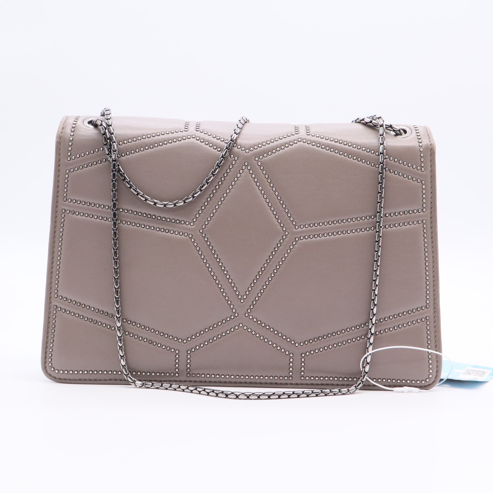Grey Leather Serpenti Studded Diamond Blast Shoulder Bag  LDJ3018